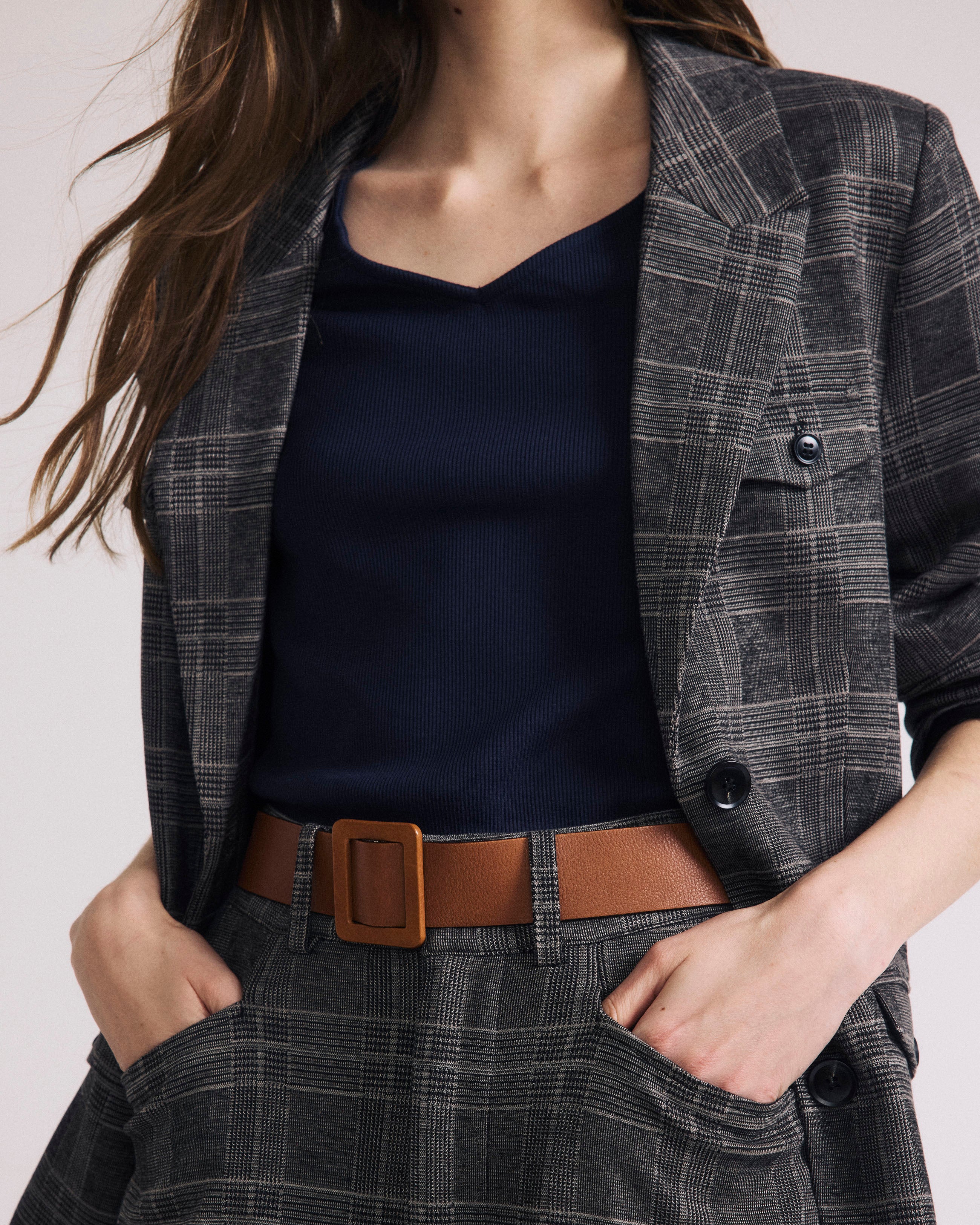 4 Pocket Ponte Blazer - British Plaid - Image 6
