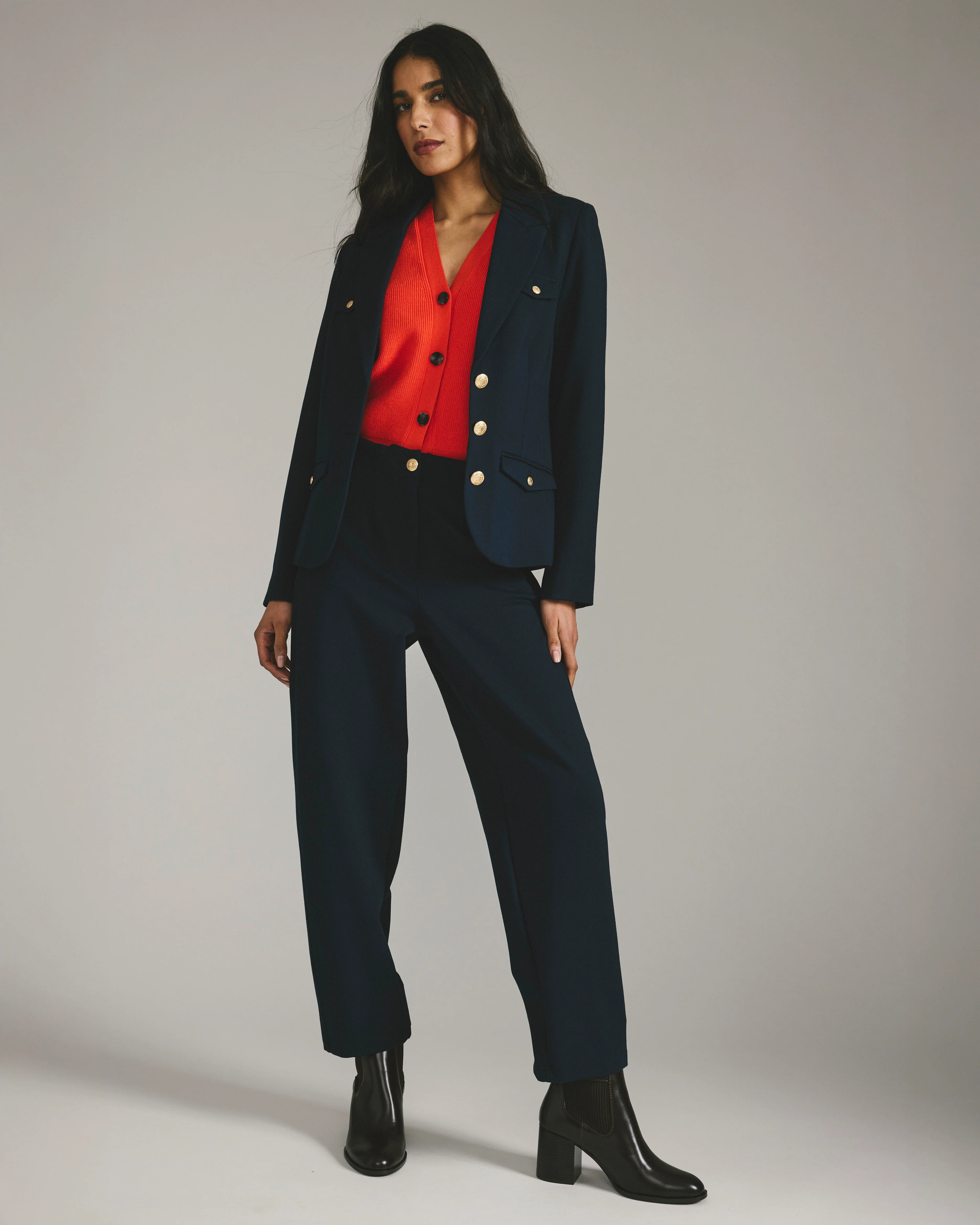 4 Pocket Ponte Blazer - Navy with Gold Buttons - Image 4