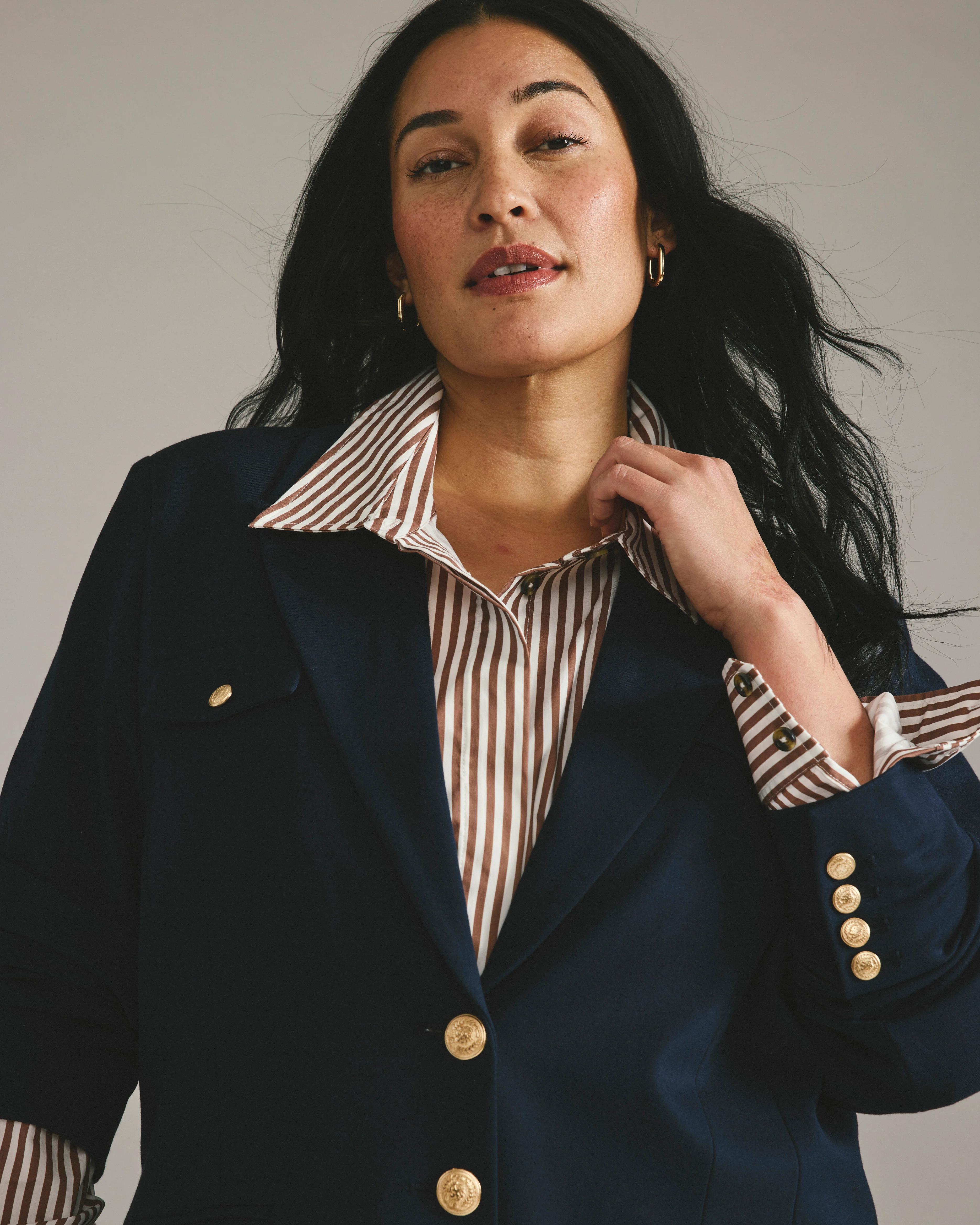 4 Pocket Ponte Blazer - Navy with Gold Buttons - Image 6