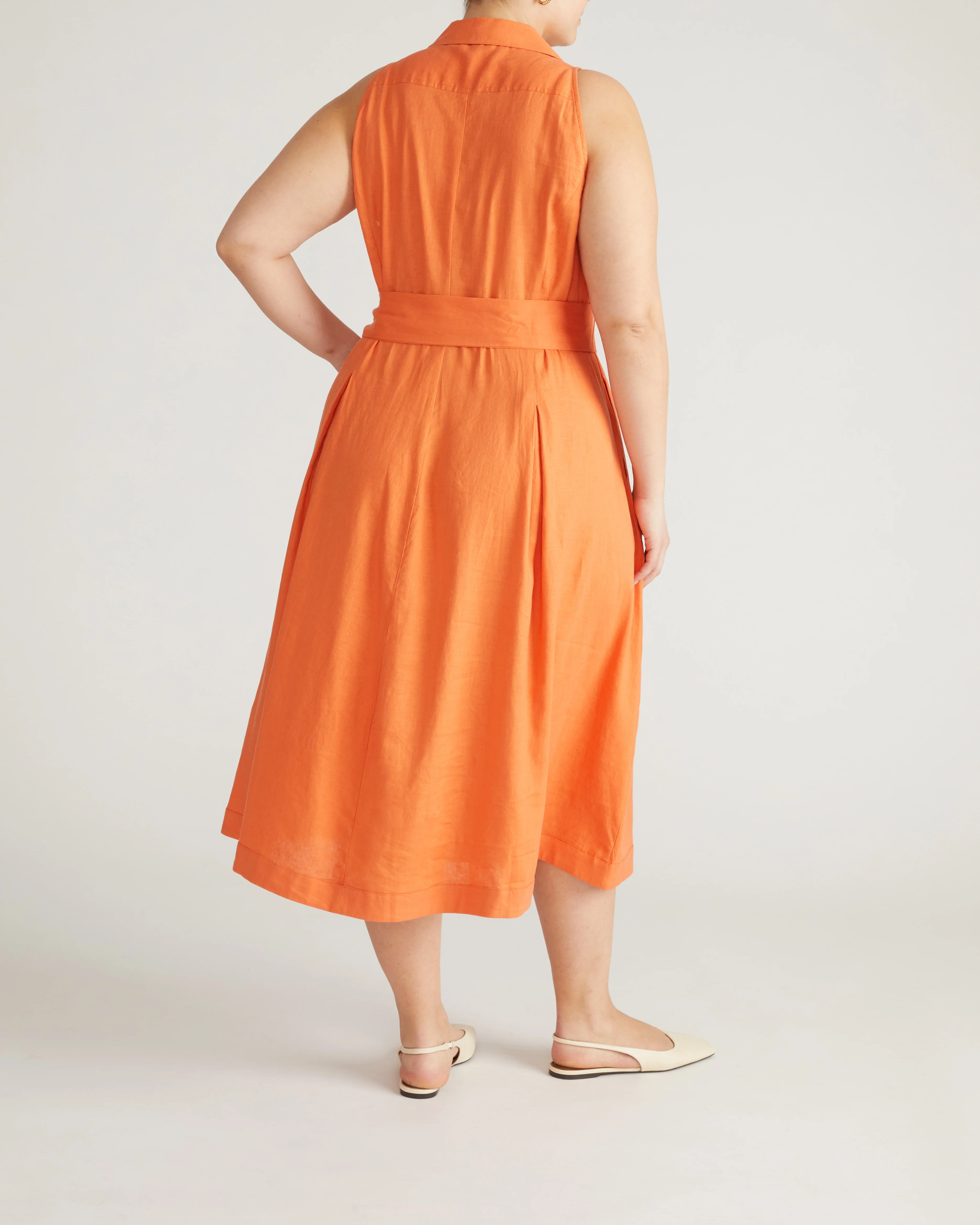 Adelaide Linen Shirtdress - Italian Orange - Image 4