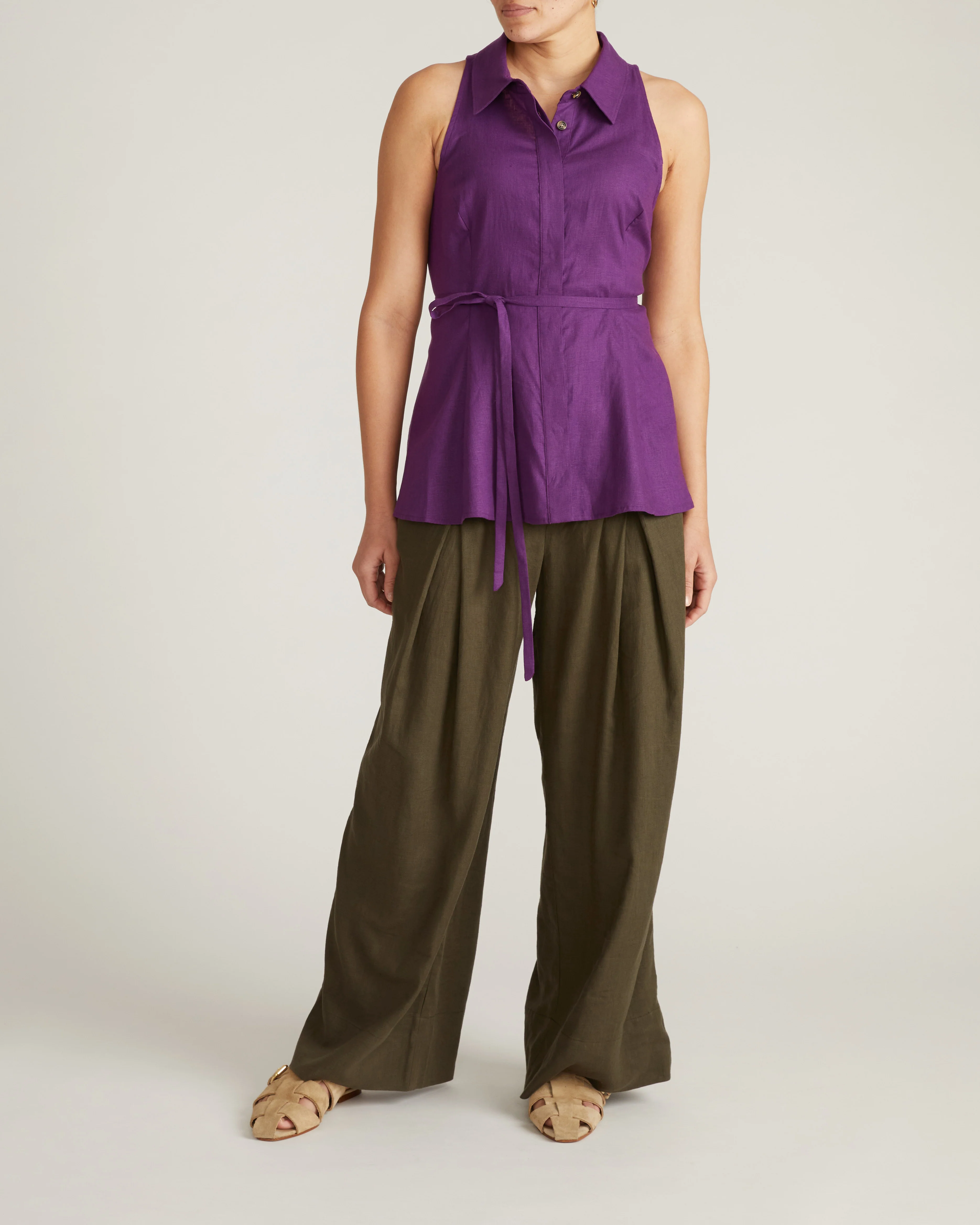 Adelaide Sleeveless Linen Shirt - Dreamy Purple - Image 5