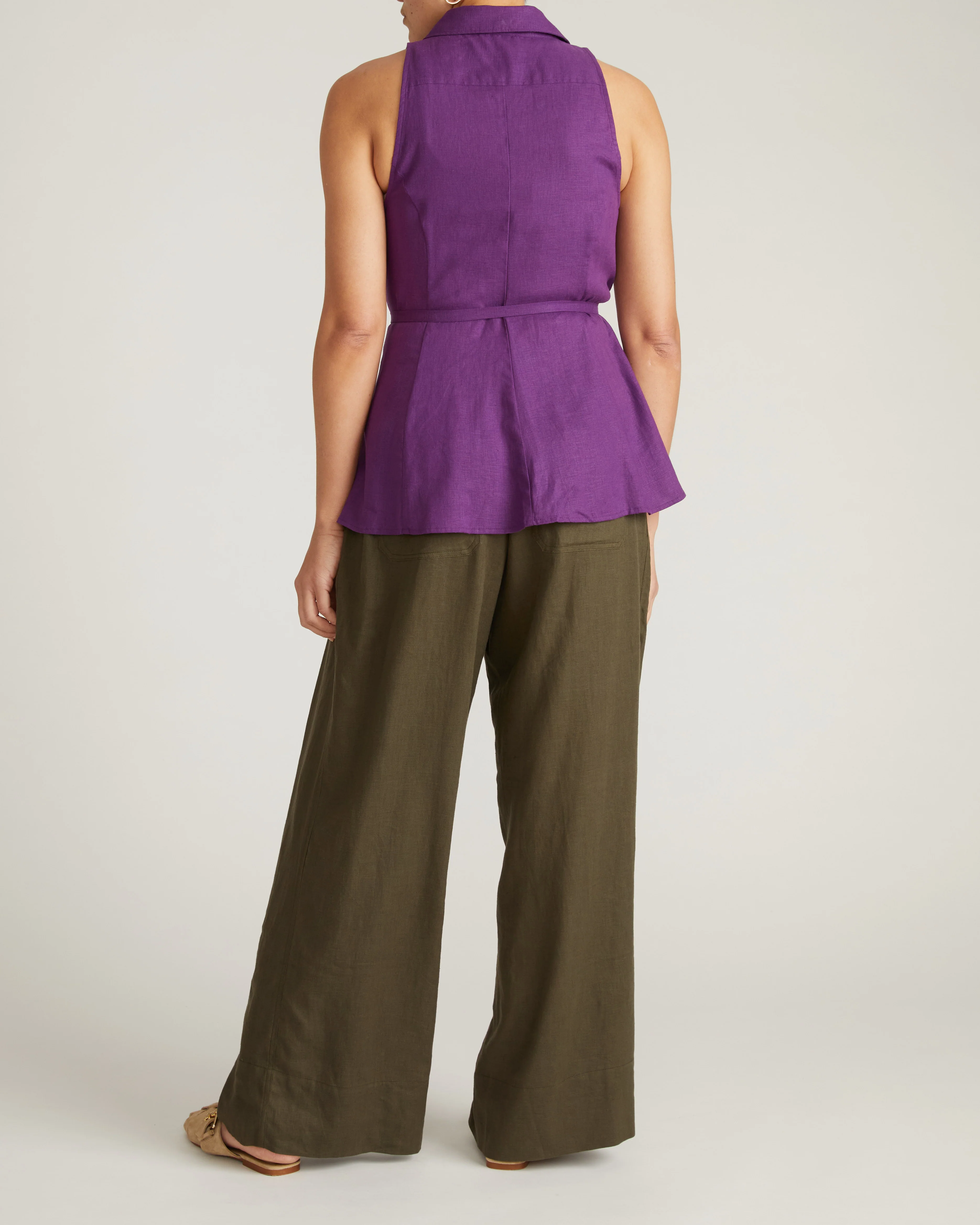 Adelaide Sleeveless Linen Shirt - Dreamy Purple - Image 7