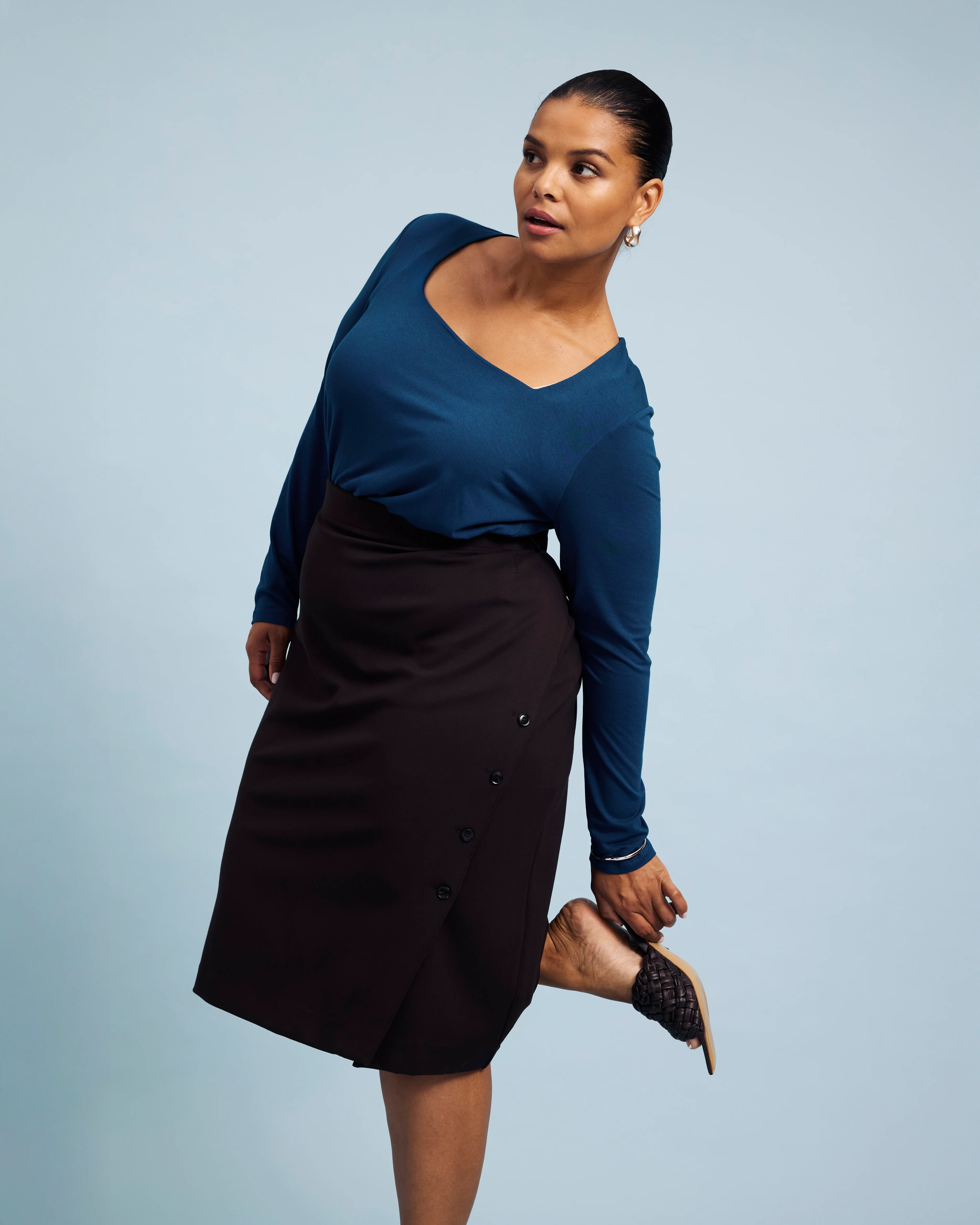 Agatha Liquid Jersey Top - Deep Teal - Image 2