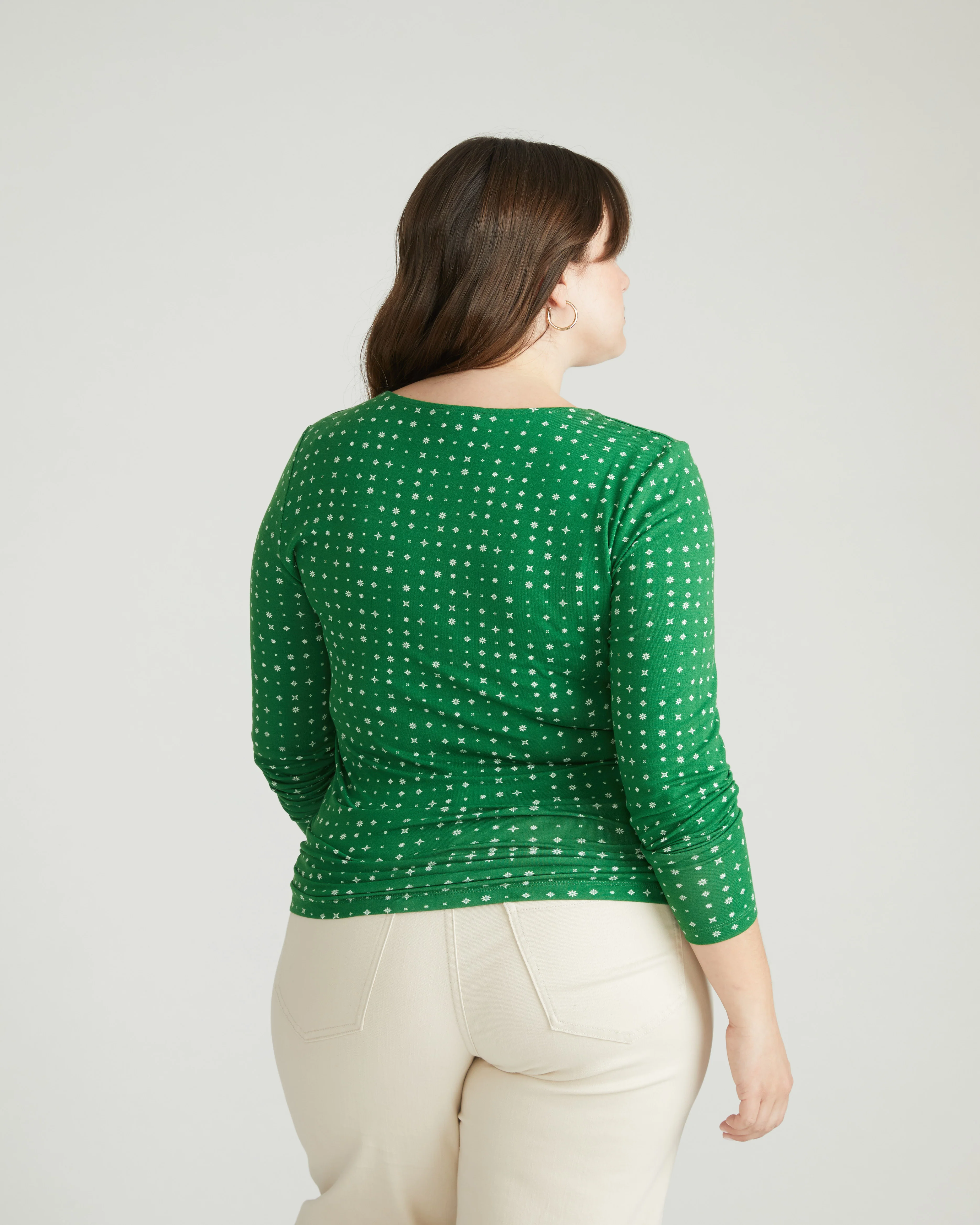 Agatha Liquid Jersey Top - Galactic Print in Green - Image 3