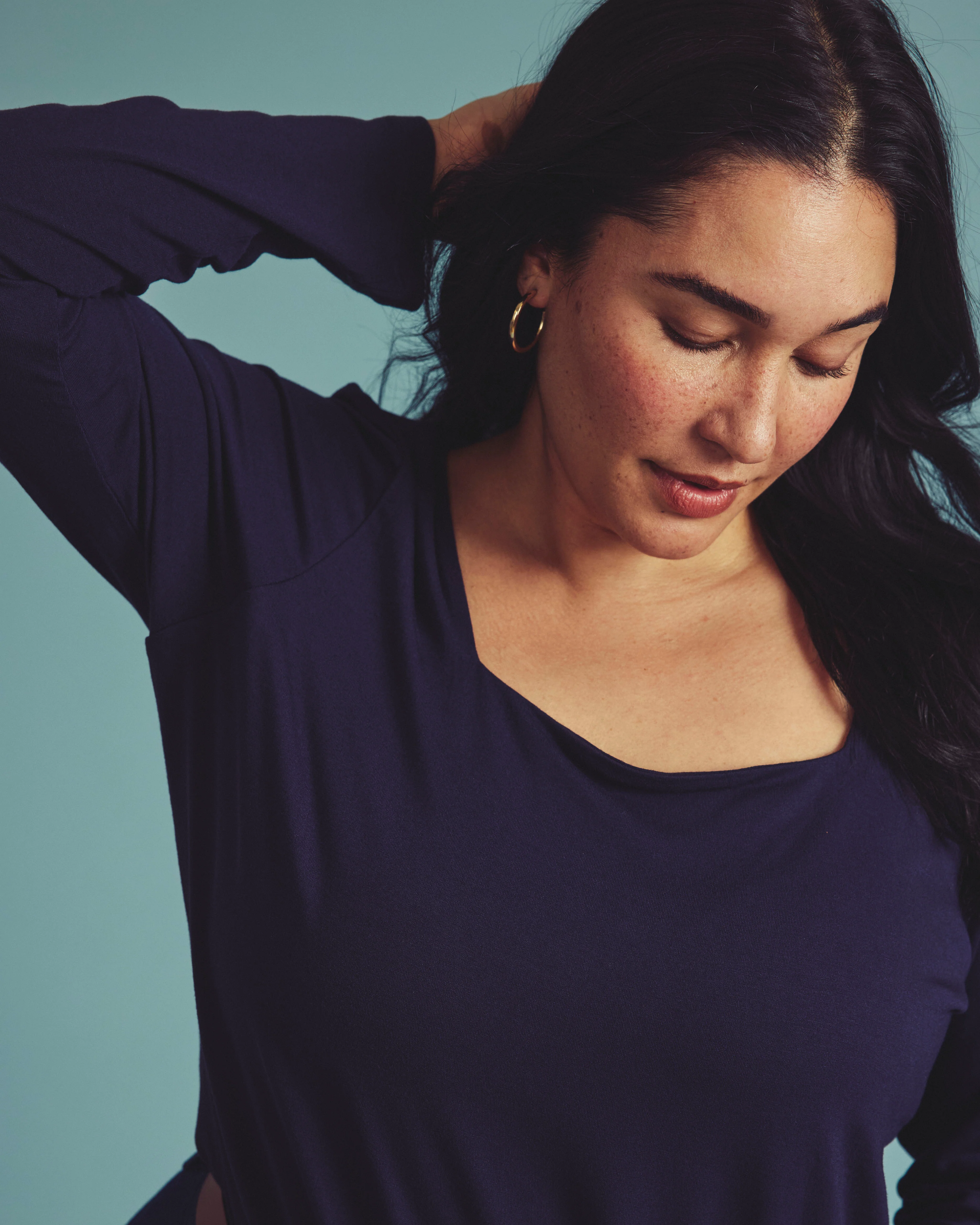 Agatha Liquid Jersey Top - Midnight - Image 2