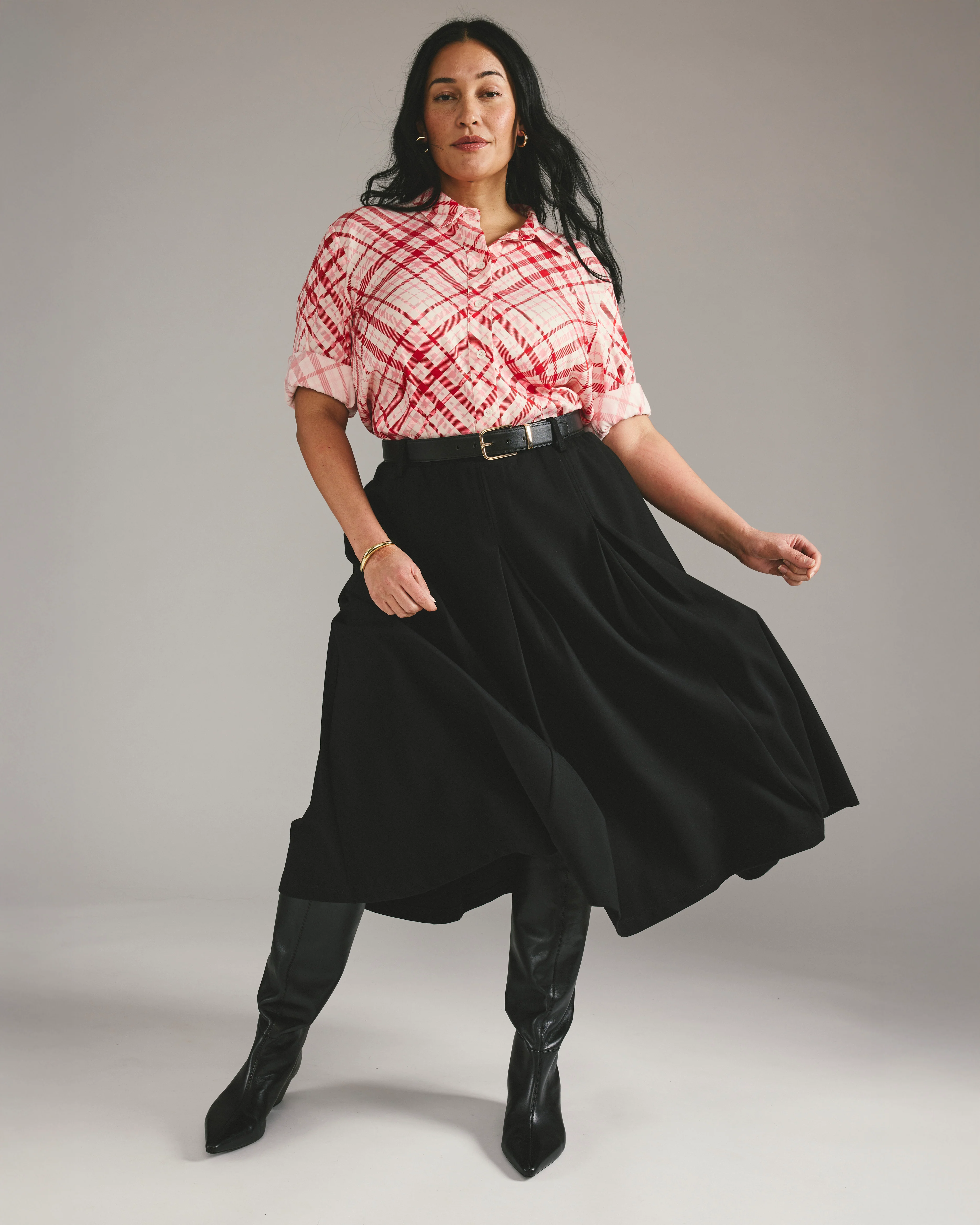 Aleya Pleated Ponte Skirt - Black - Image 3