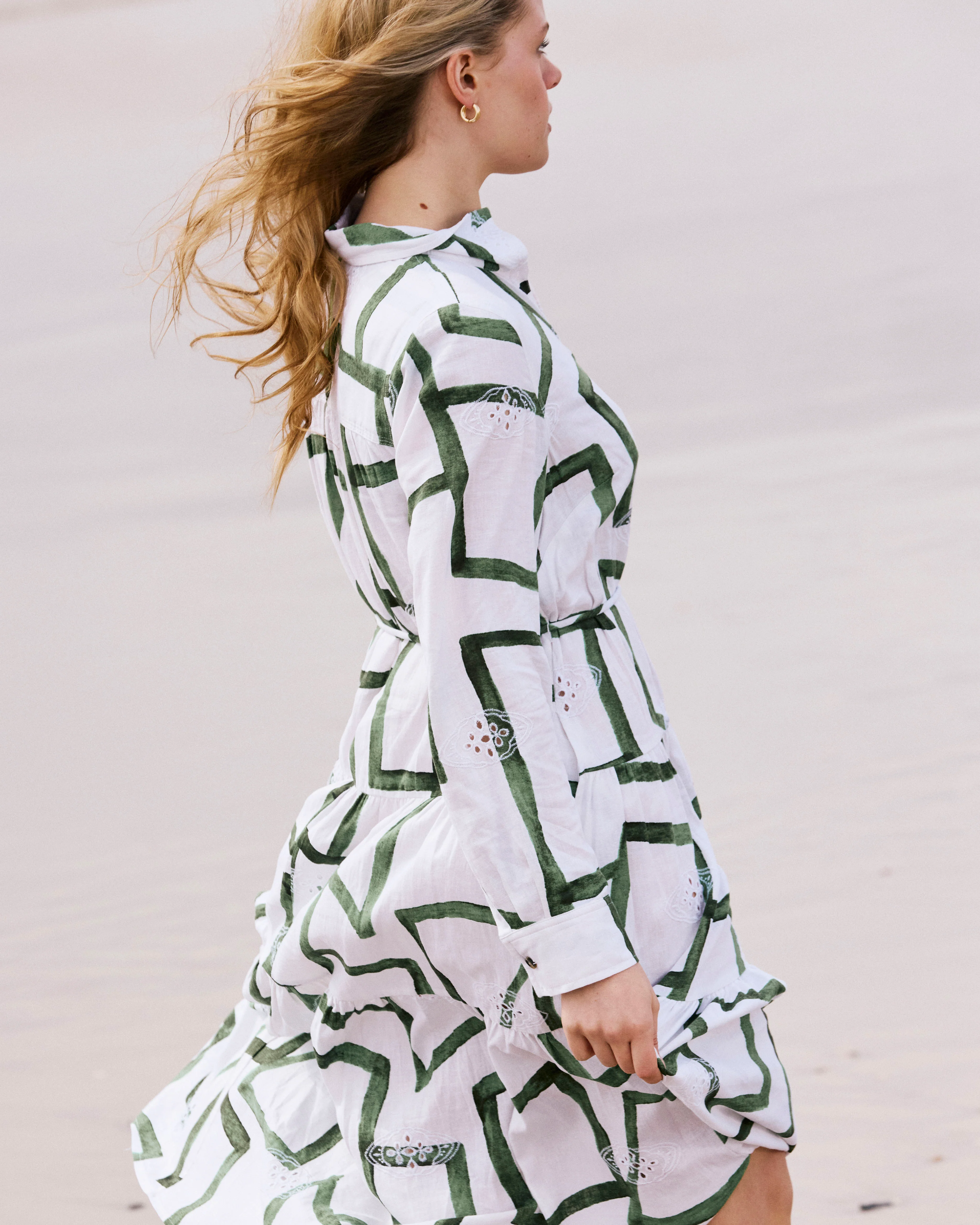 Alix Linen Shirtdress - Green Paint Print - Image 3