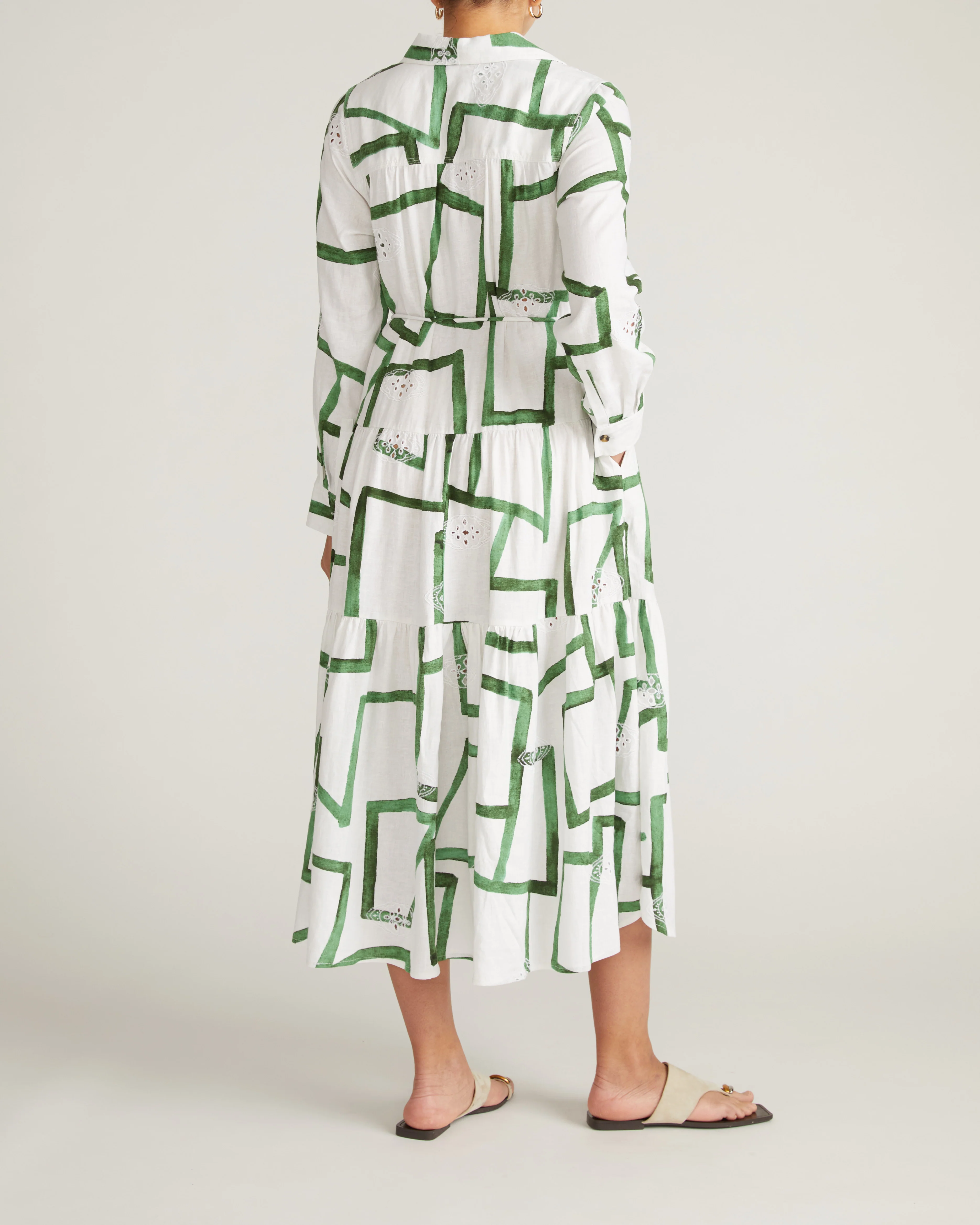 Alix Linen Shirtdress - Green Paint Print - Image 8