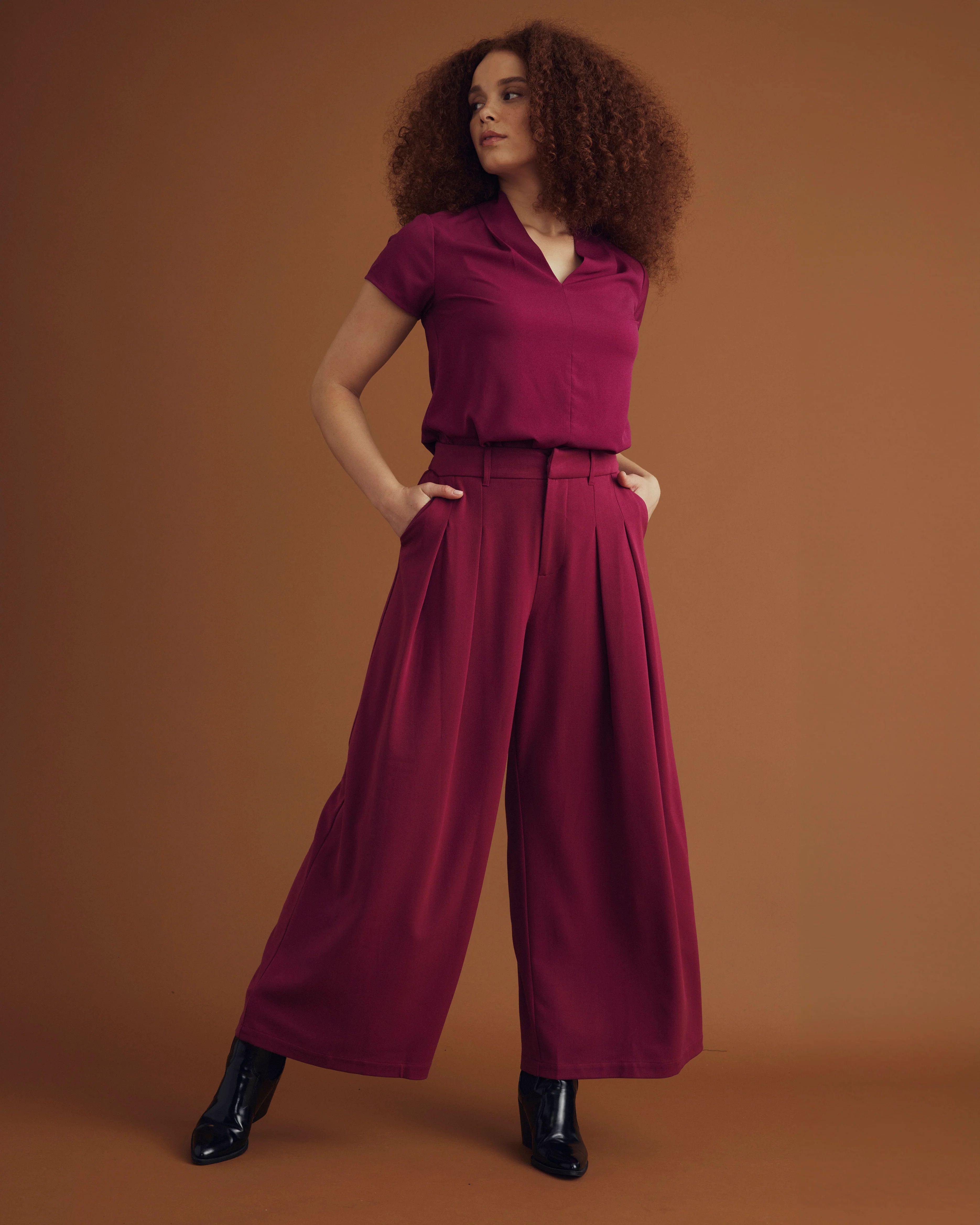 All Day Palais Wide Leg Pants - Goji Berry - Image 5