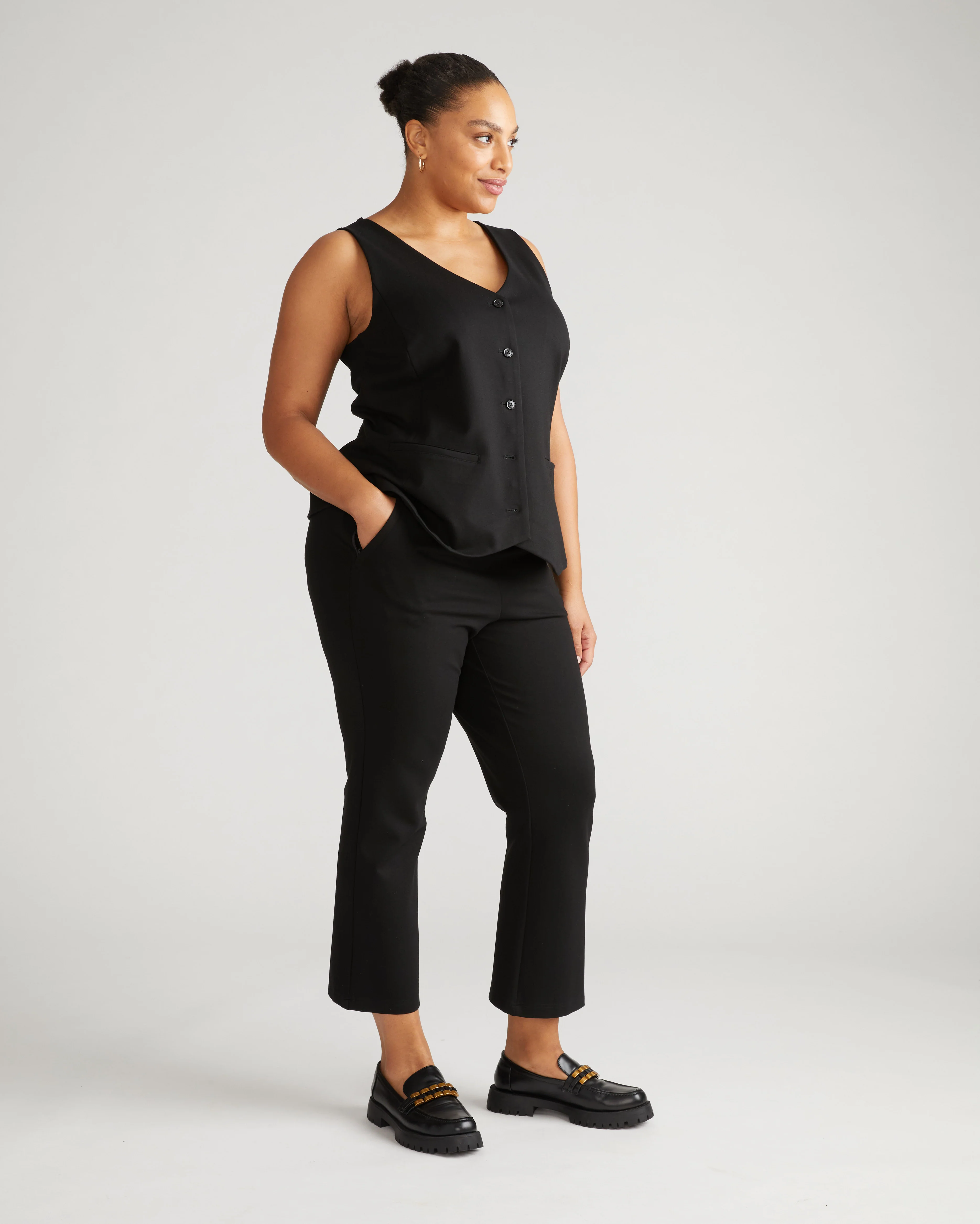 Amaya Ponte Kick Flare Pants - Black - Image 4