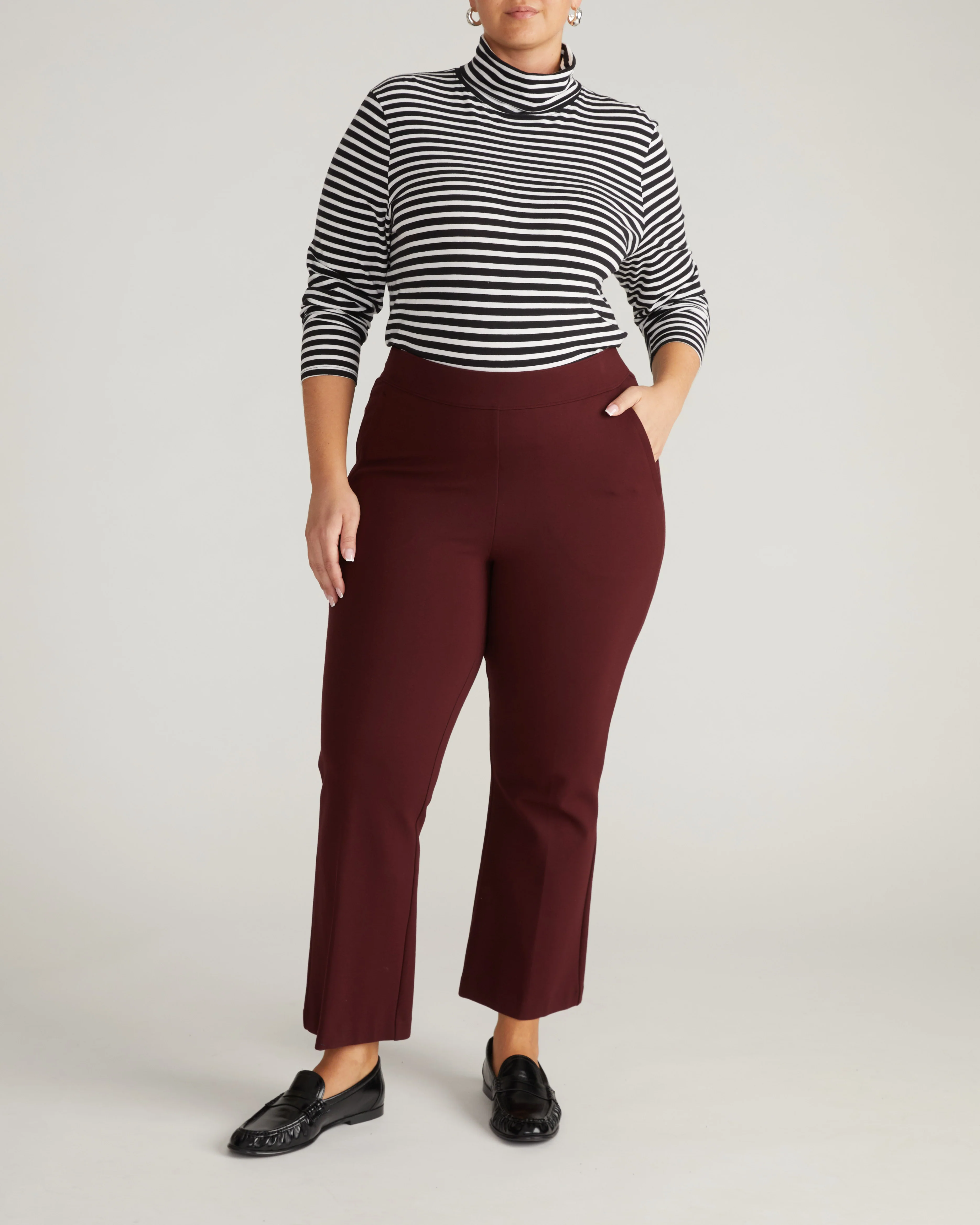 Amaya Ponte Kick Flare Pants - Black Cherry - Image 2