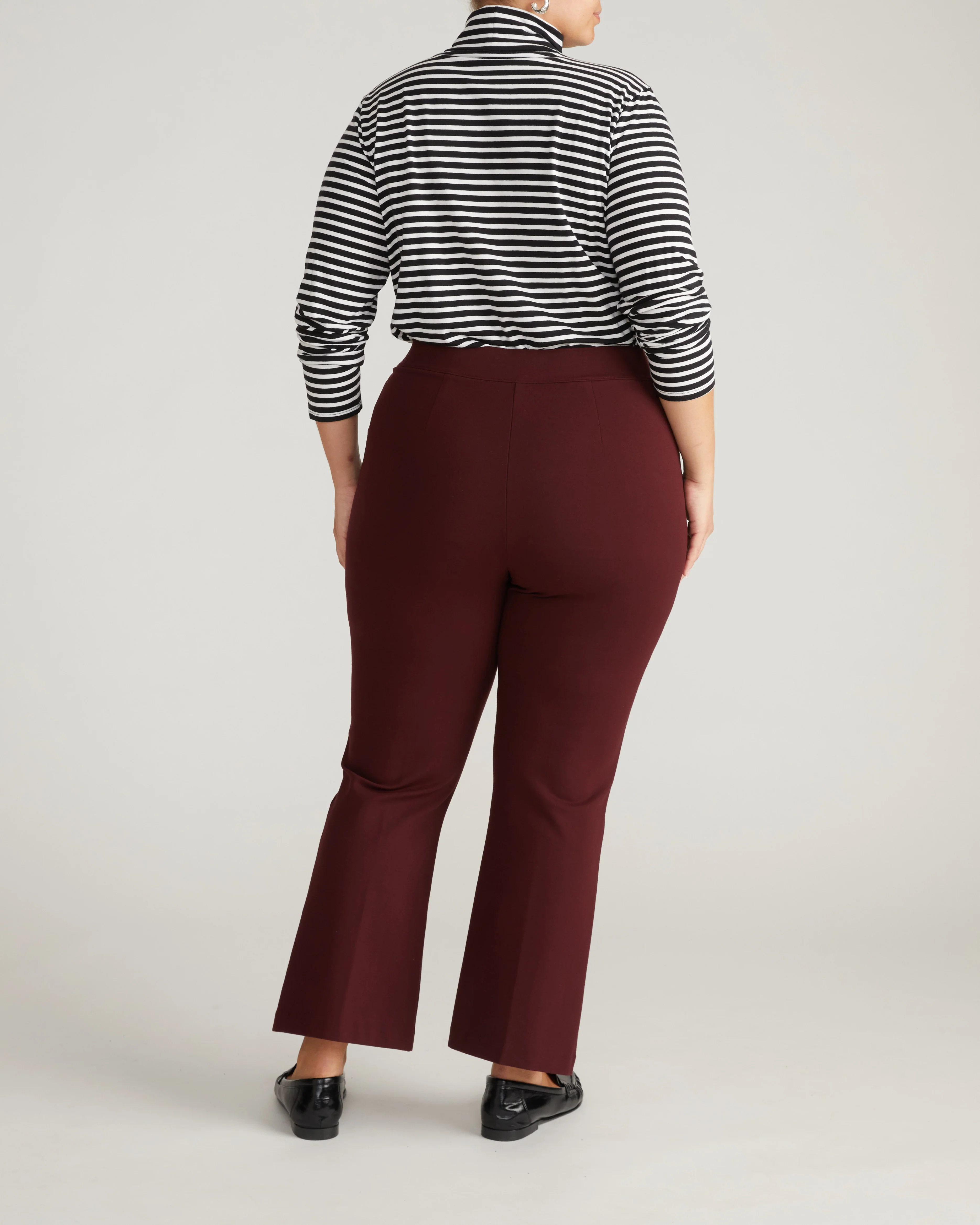 Amaya Ponte Kick Flare Pants - Black Cherry - Image 4