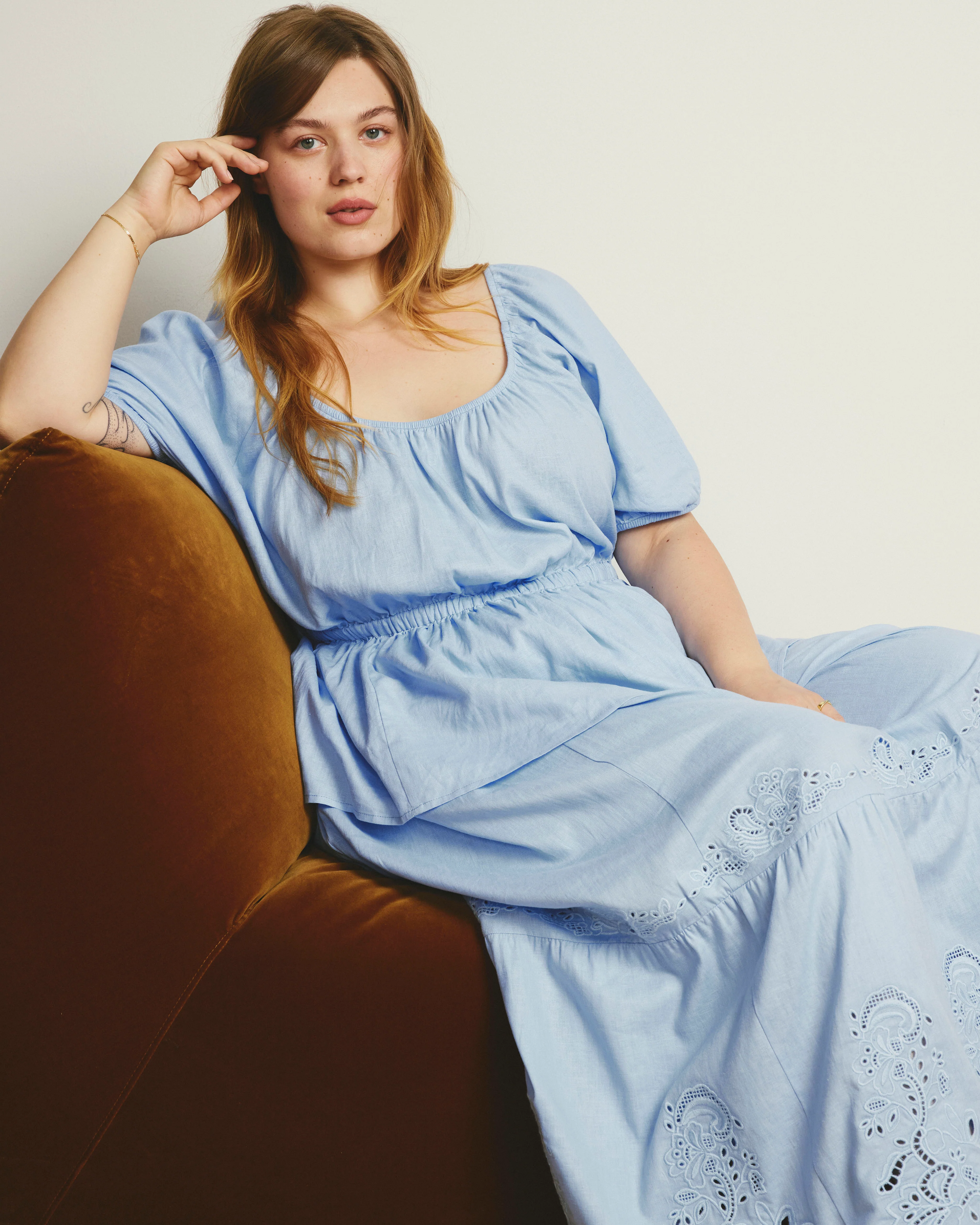 Andrea Peplum Linen Top - Cielo Blue - Image 3