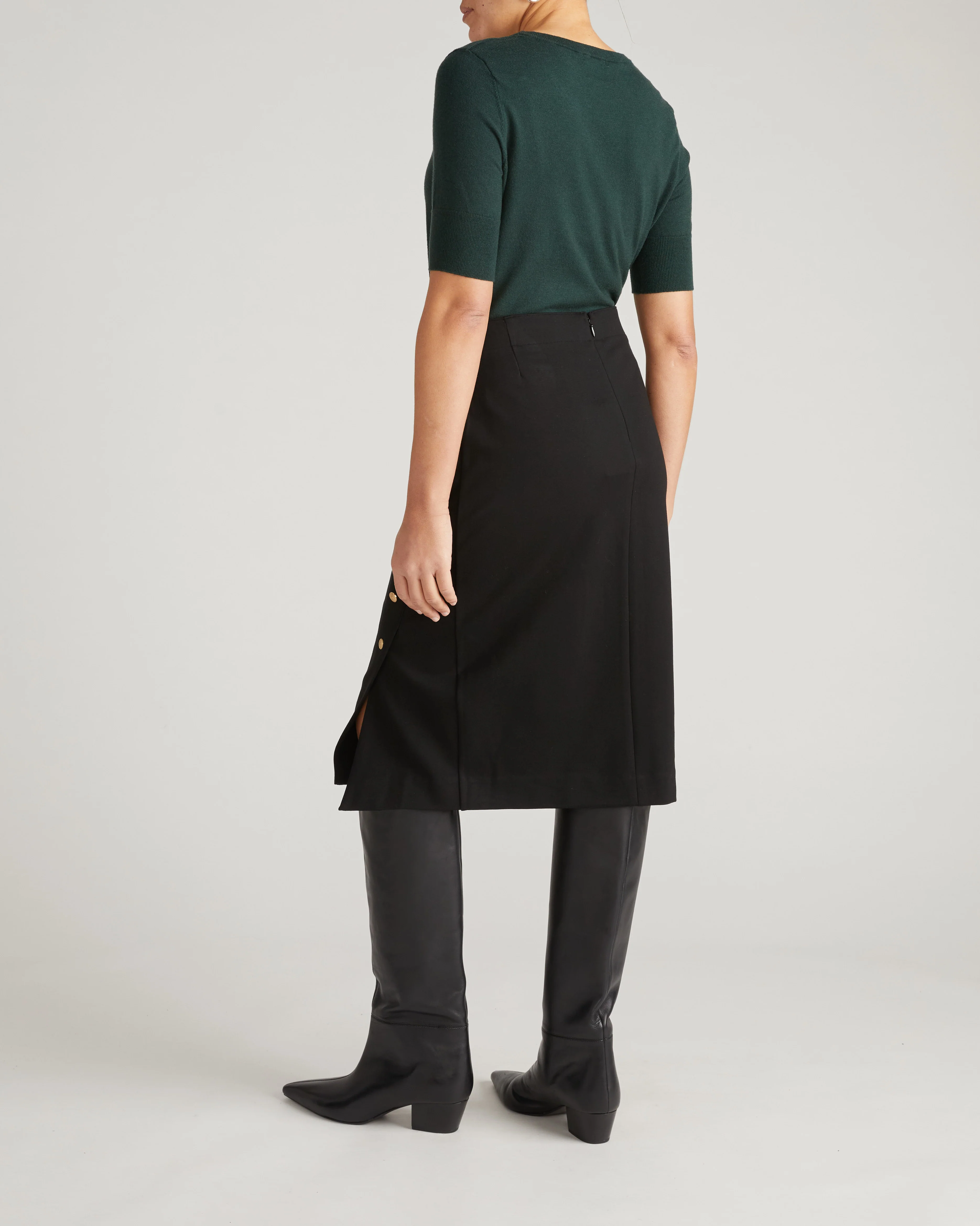Anya Ponte Skirt - Black with Gold Buttons - Image 8
