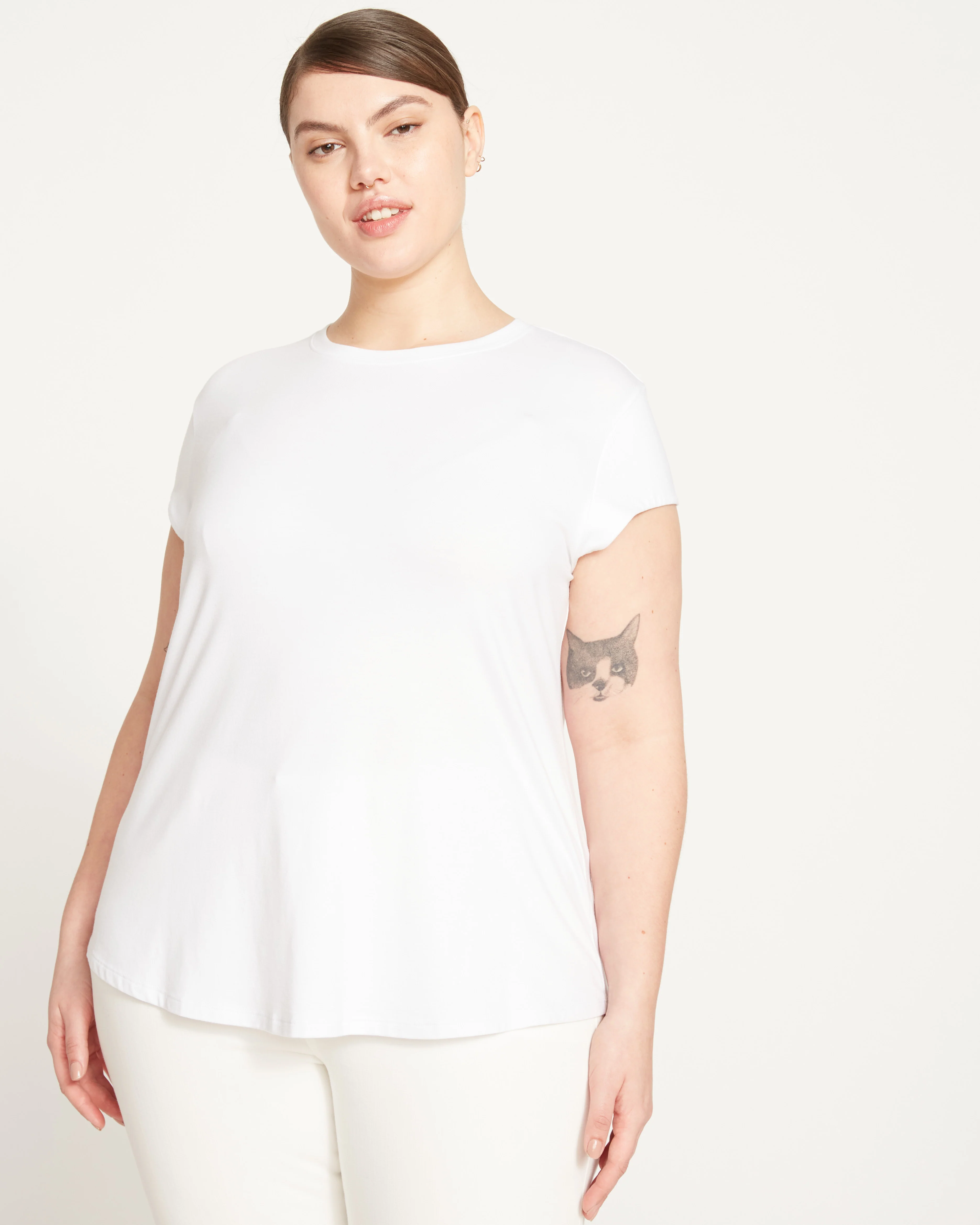 Ashley Cap Sleeve Tee - White - Image 10