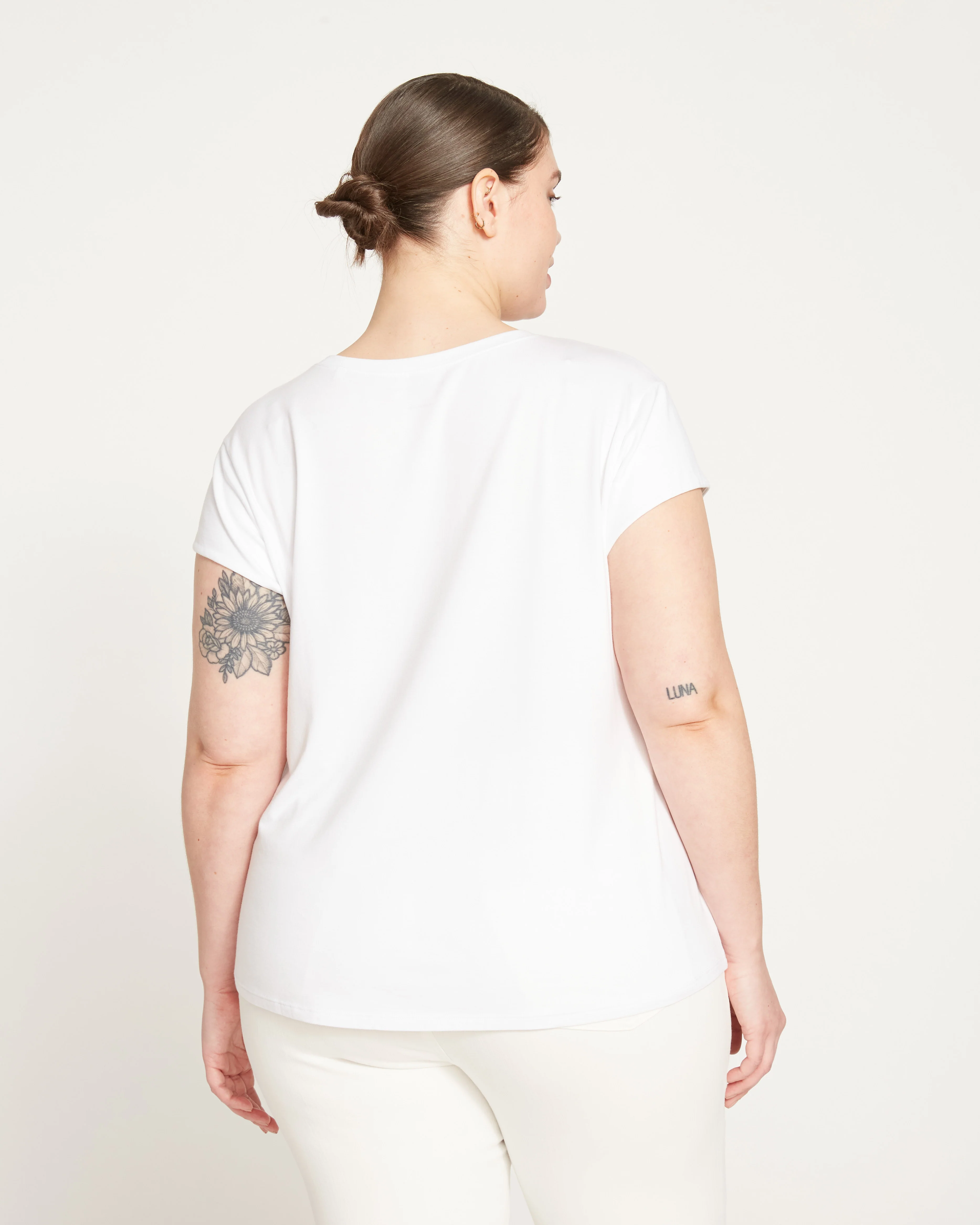 Ashley Cap Sleeve Tee - White - Image 12
