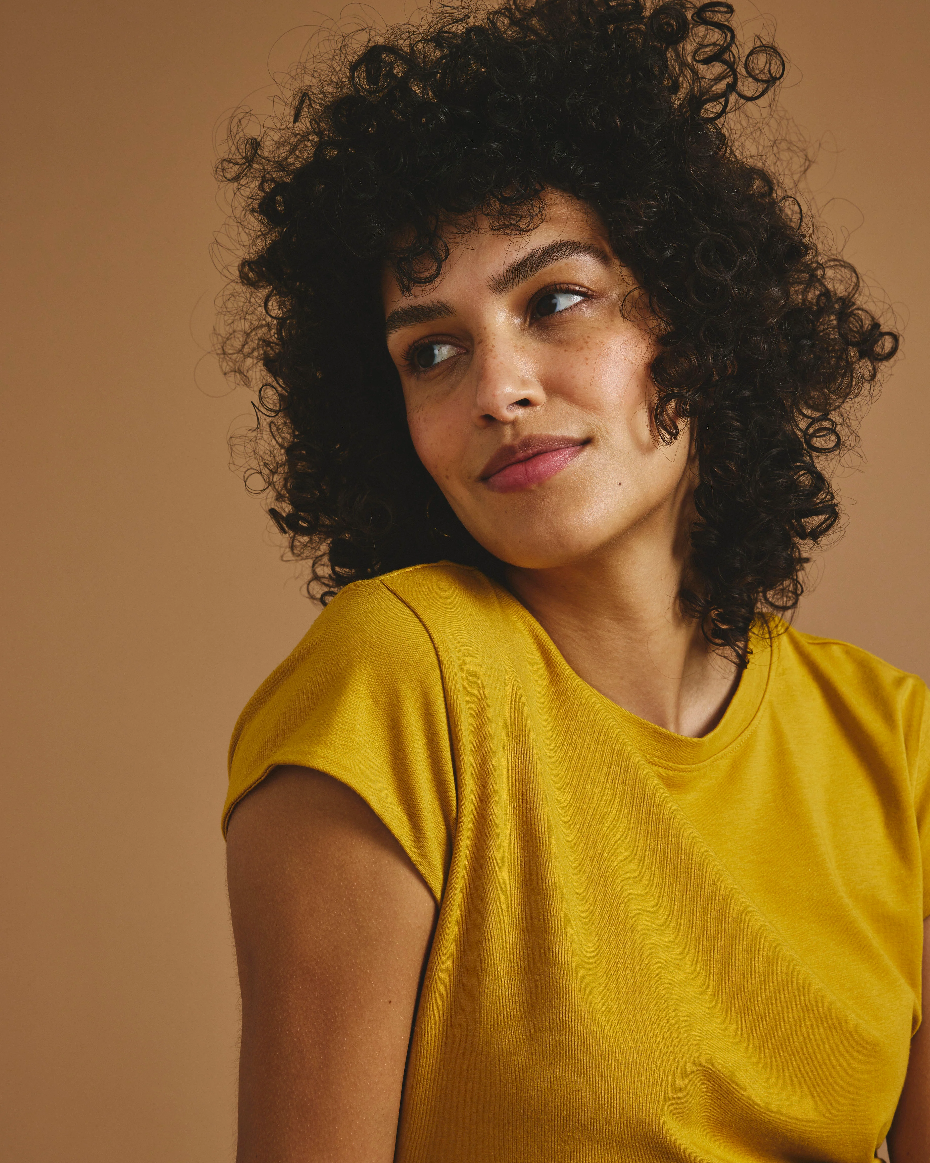 Ashley Cap Sleeve Tee - Yellow Ochre - Image 2