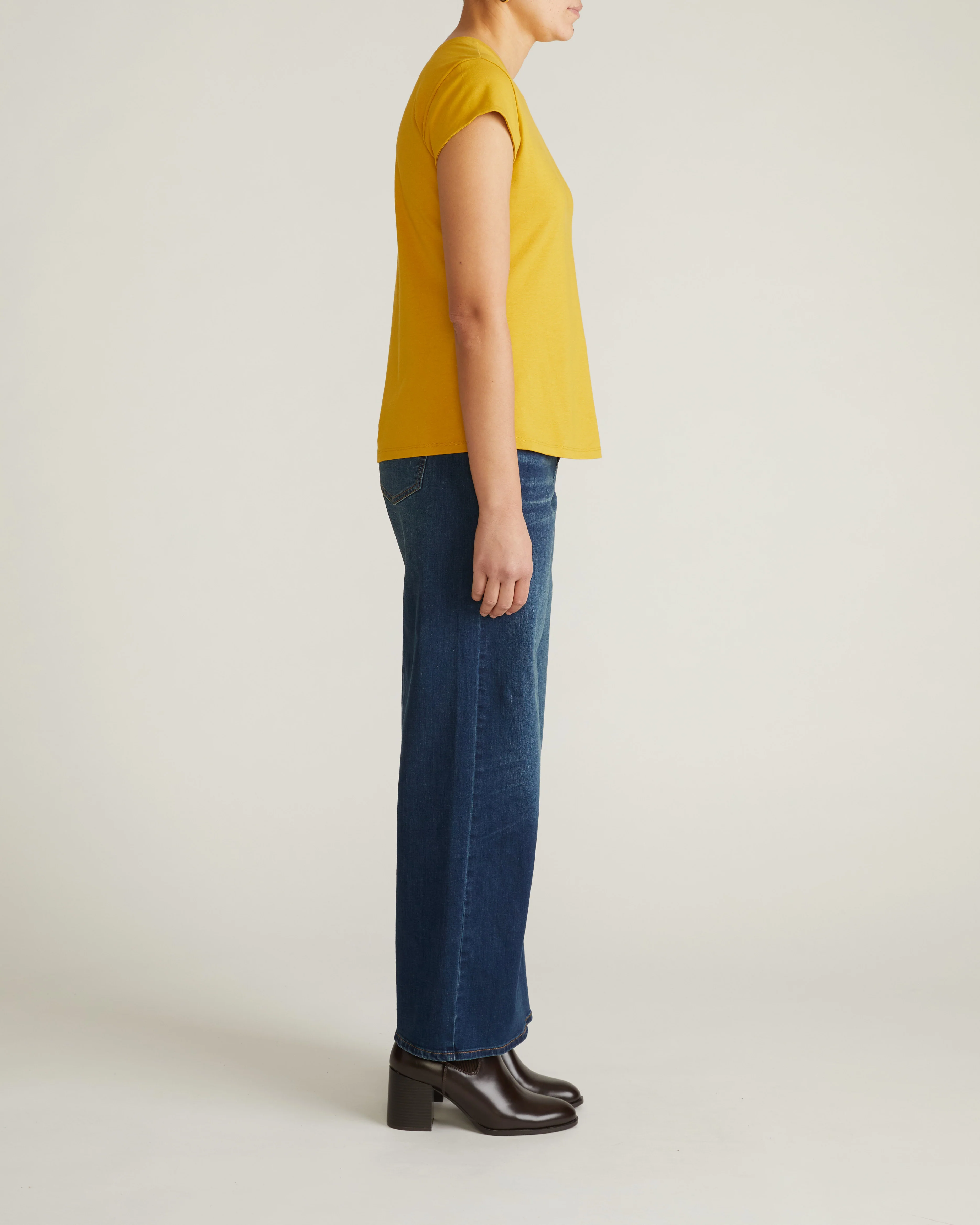 Ashley Cap Sleeve Tee - Yellow Ochre - Image 6