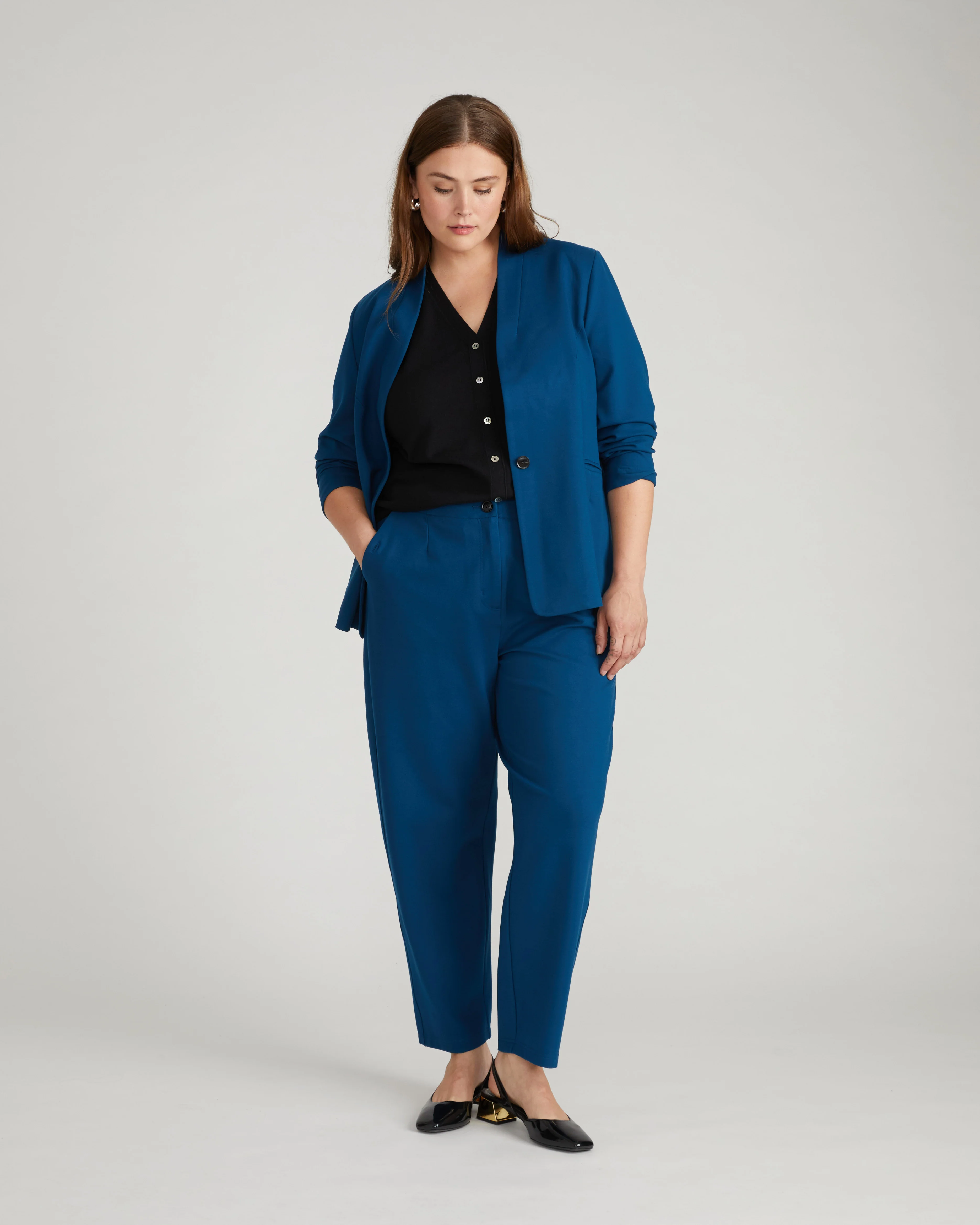 Audrey Tailored Ponte Pants - Deep Teal - Image 4