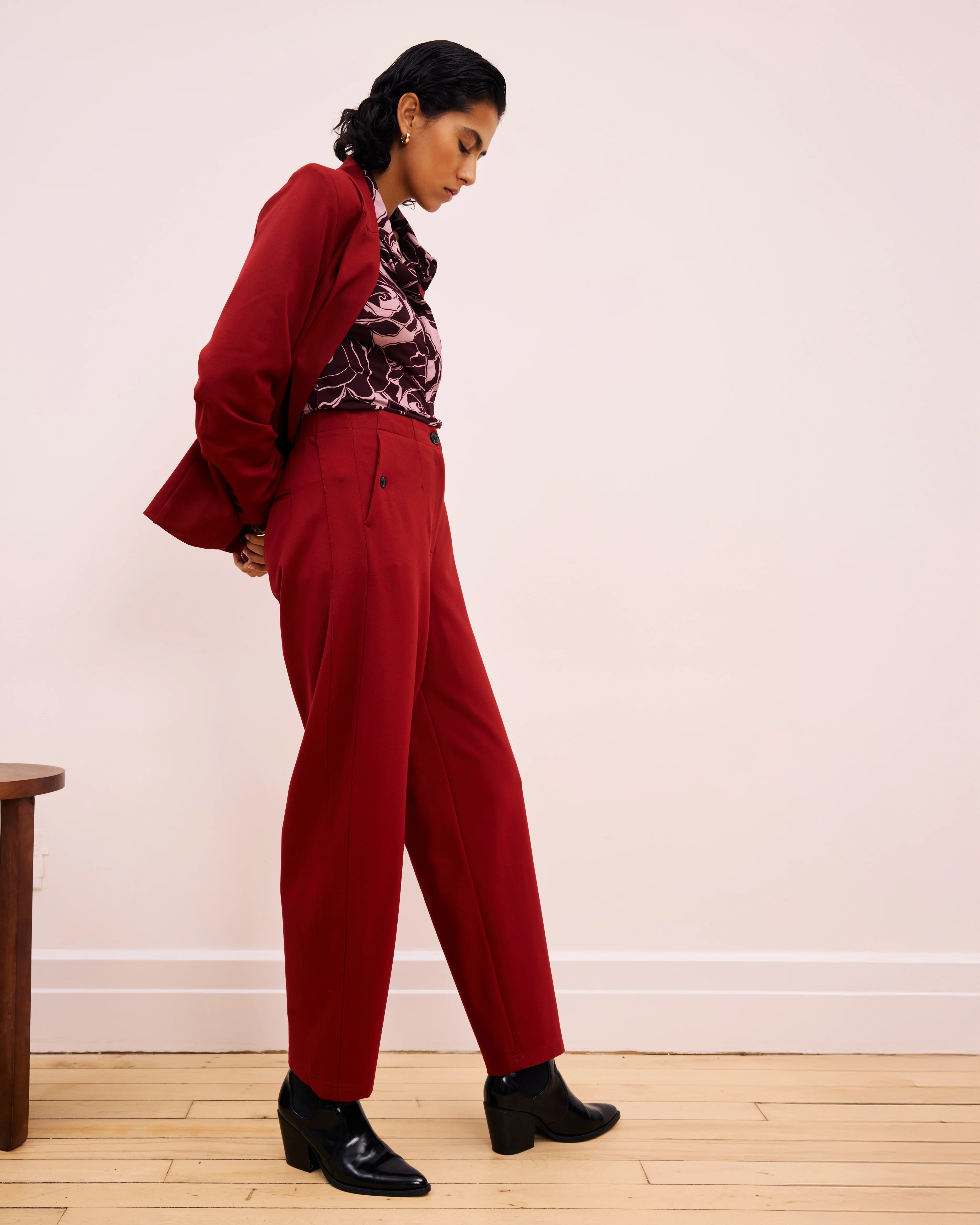 Audrey Tailored Ponte Pants - Garnet - Image 2