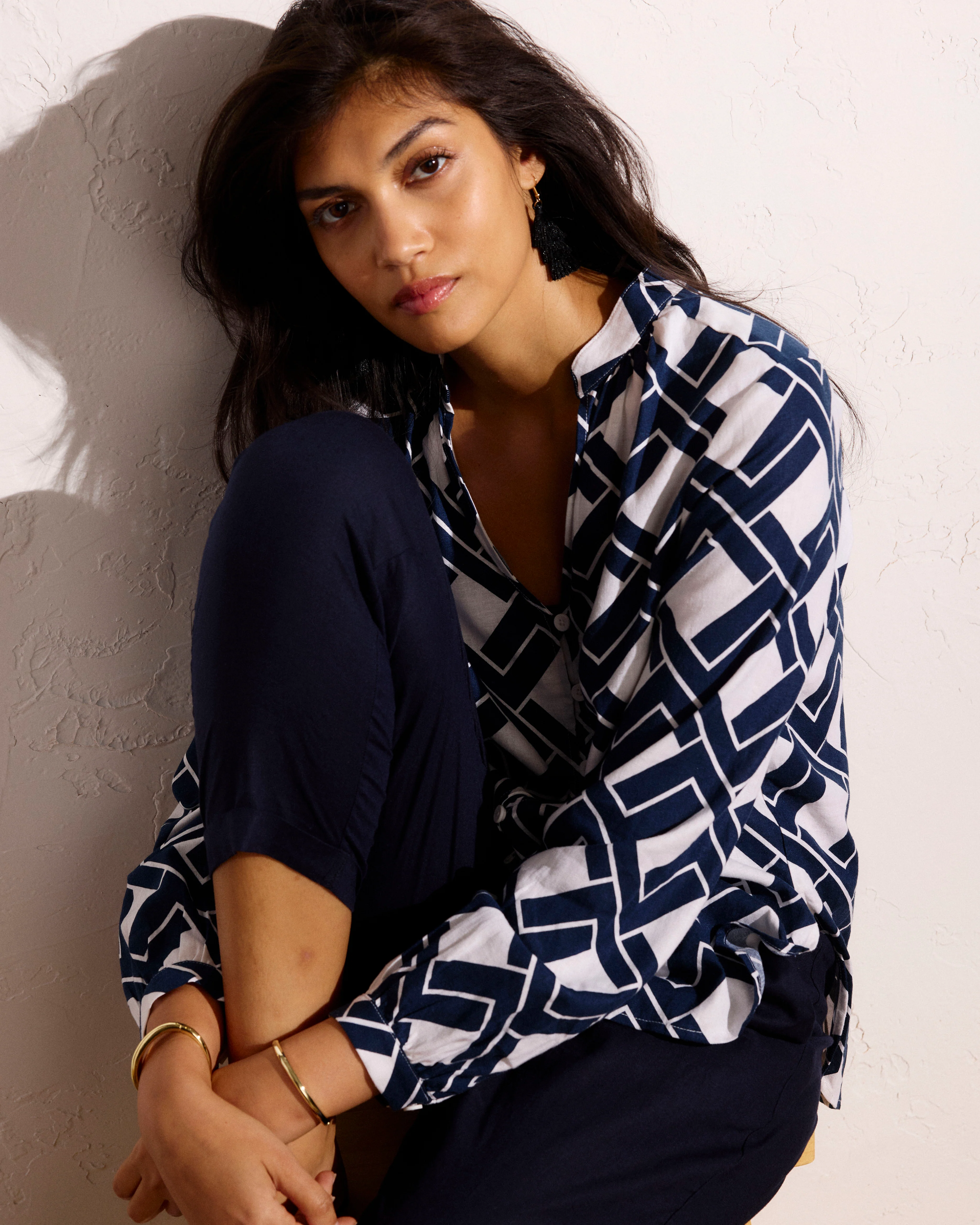 Avalon Linen Blouse - Geometrica Print - Image 2