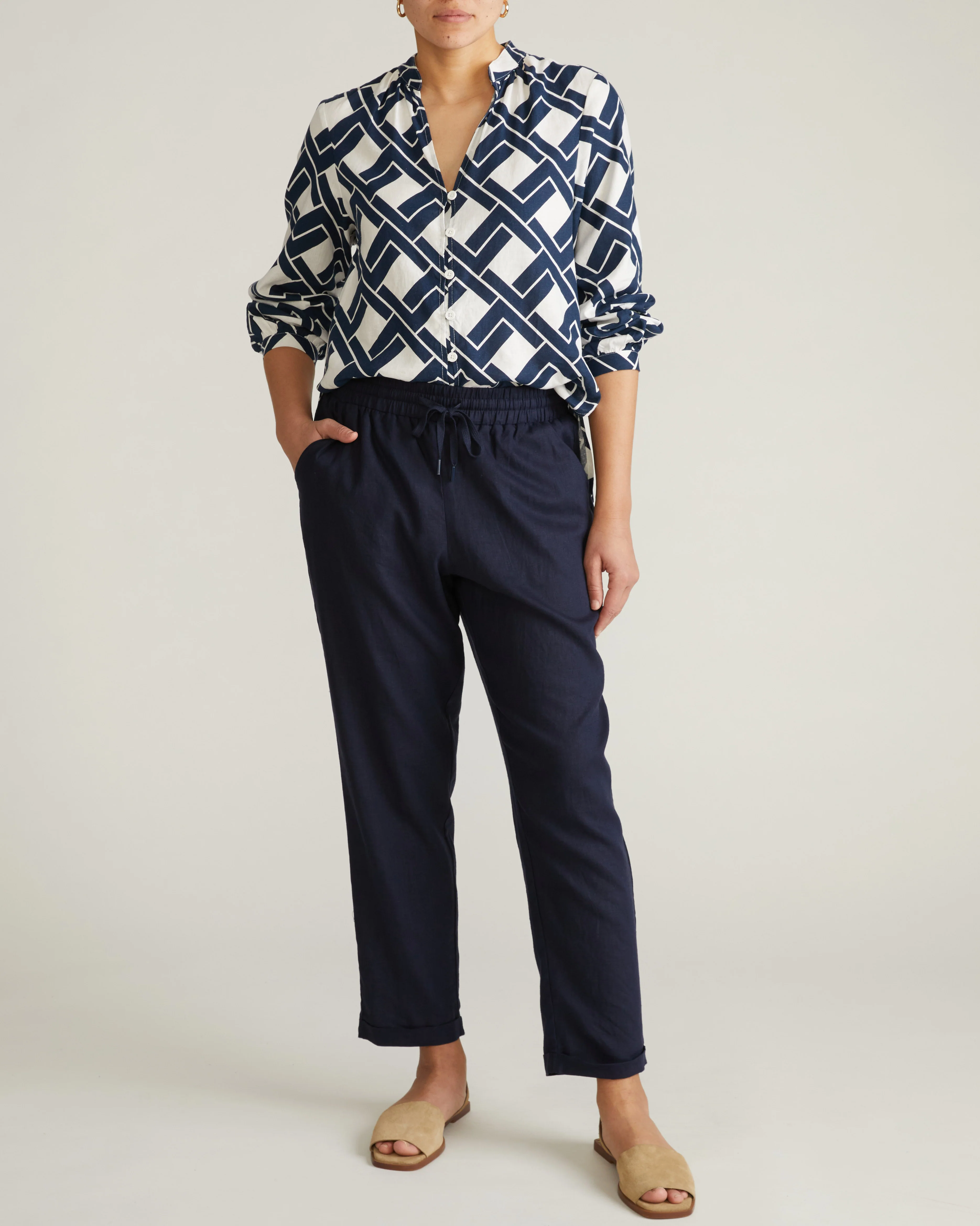 Avalon Linen Blouse - Geometrica Print - Image 4