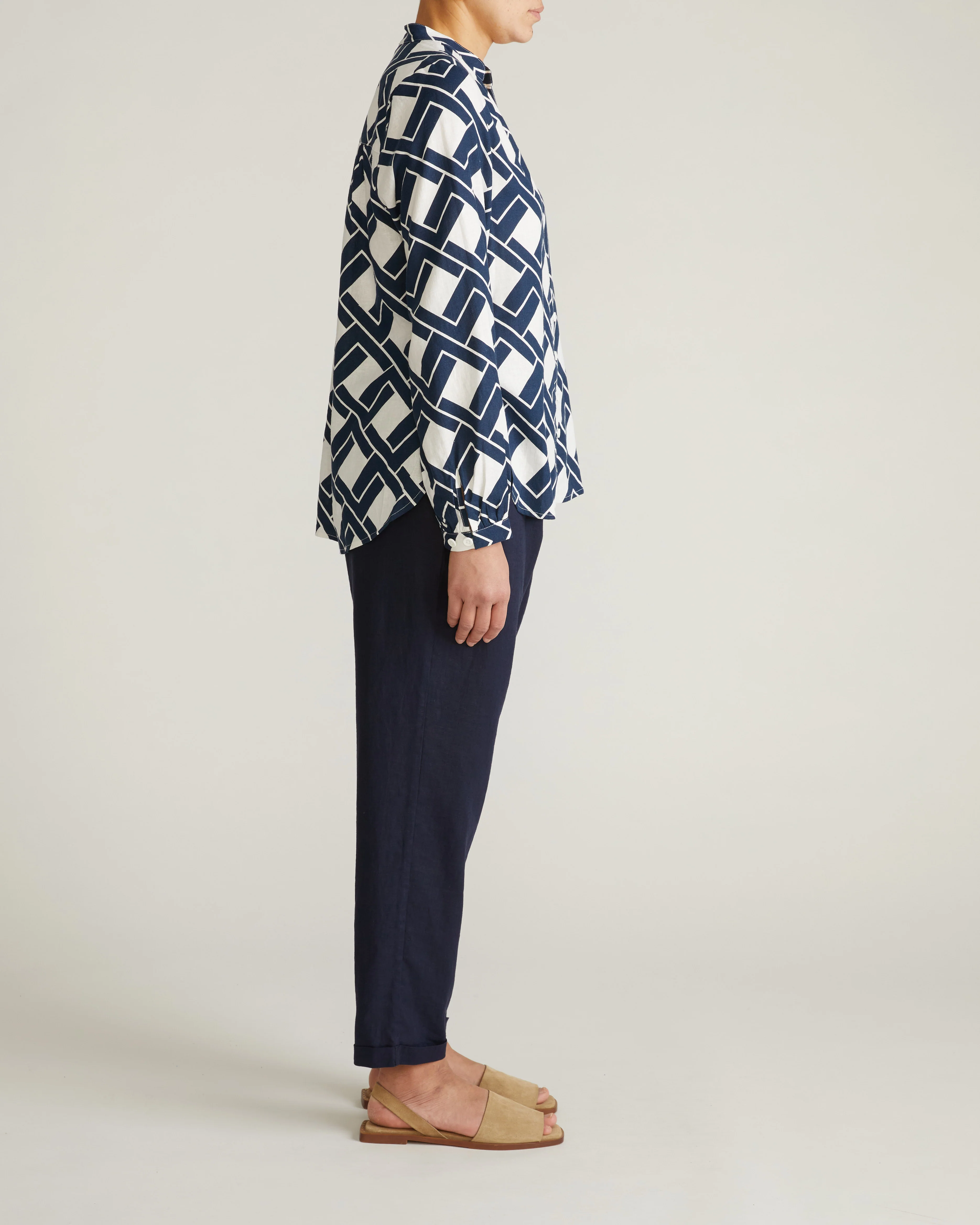 Avalon Linen Blouse - Geometrica Print - Image 5