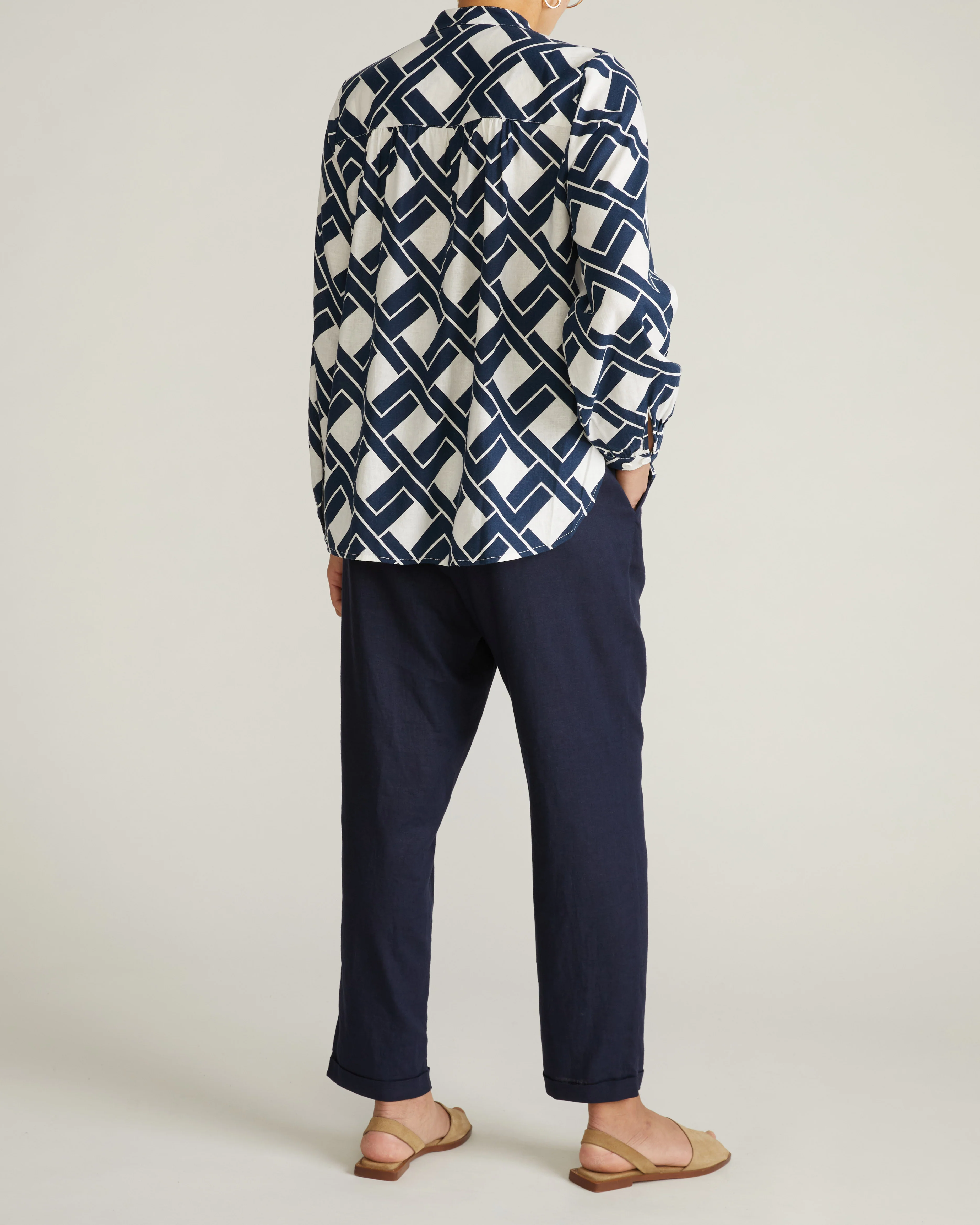 Avalon Linen Blouse - Geometrica Print - Image 6