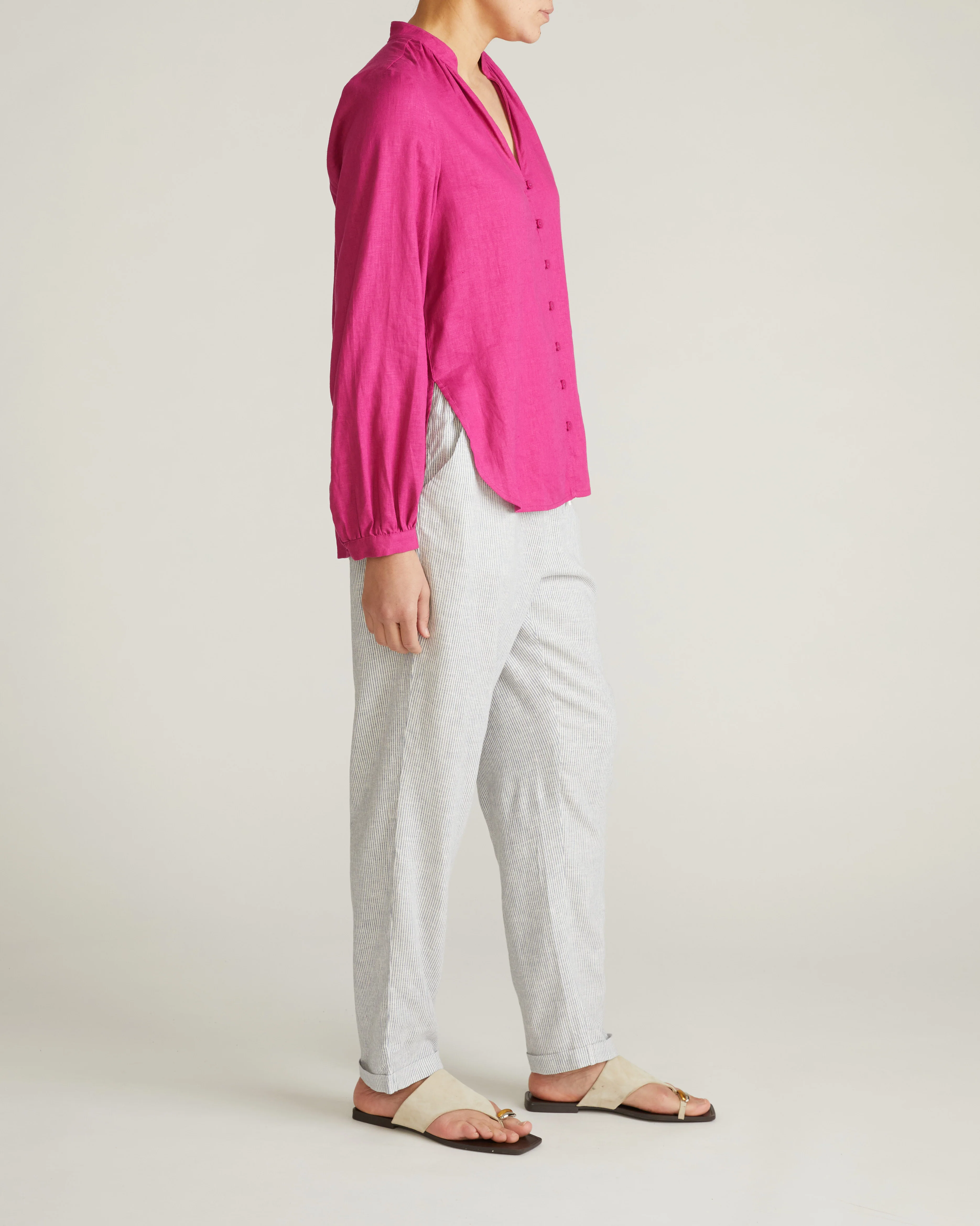 Avalon Linen Blouse - Hyper Pink - Image 8