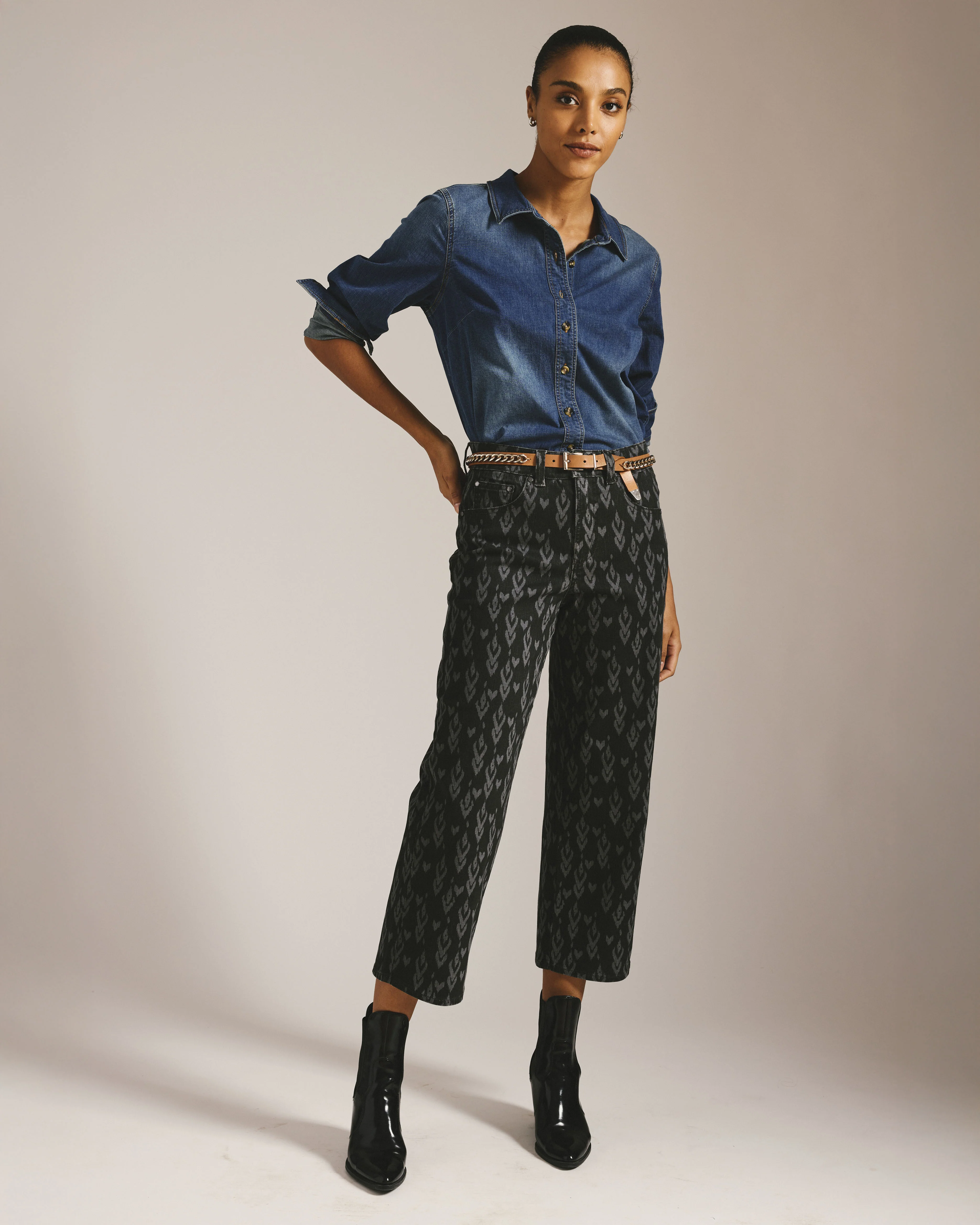 Bae Boyfriend Crop Jeans - Ikat Print - Image 4