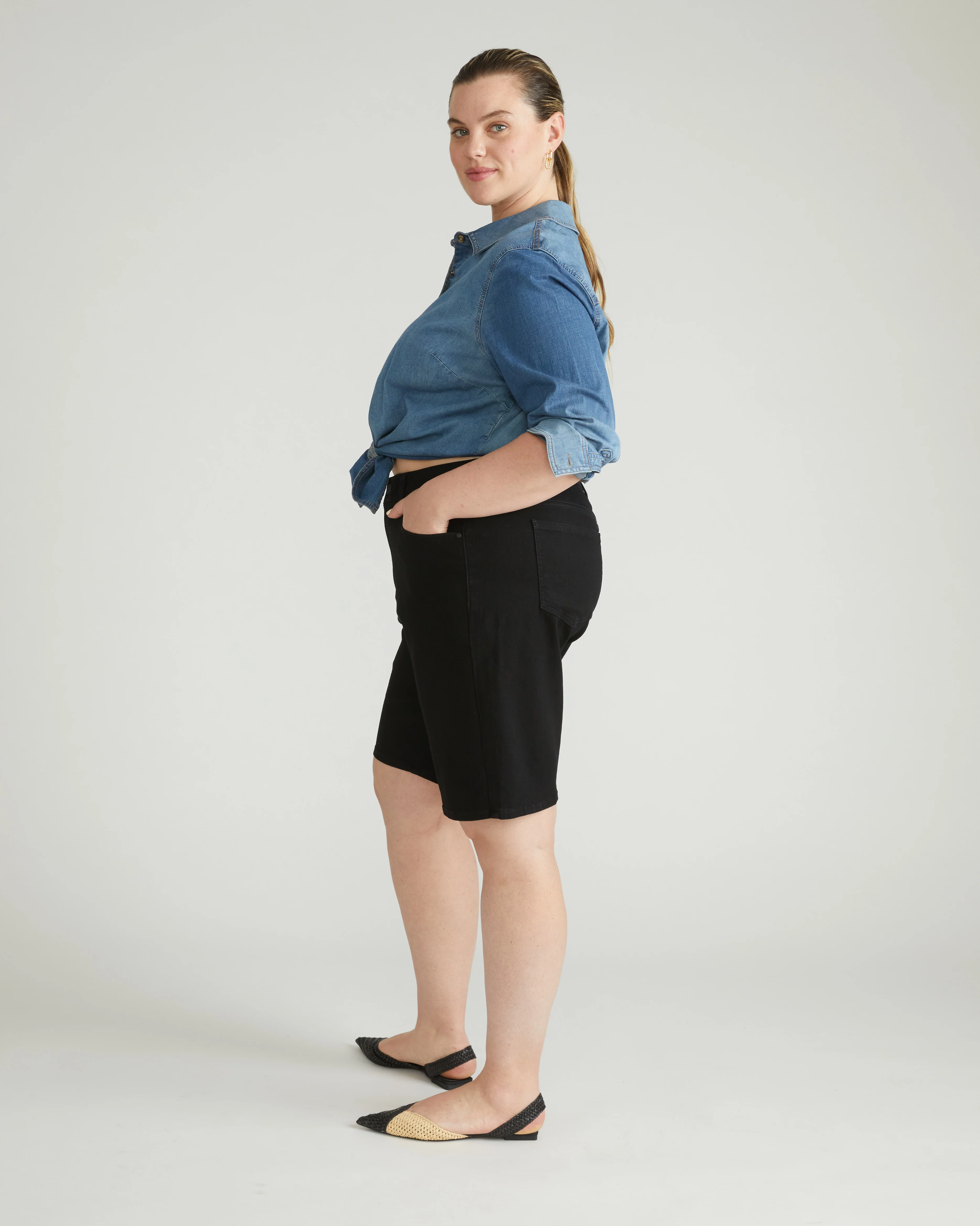 Bae Denim Shorts - Jet Black - Image 2