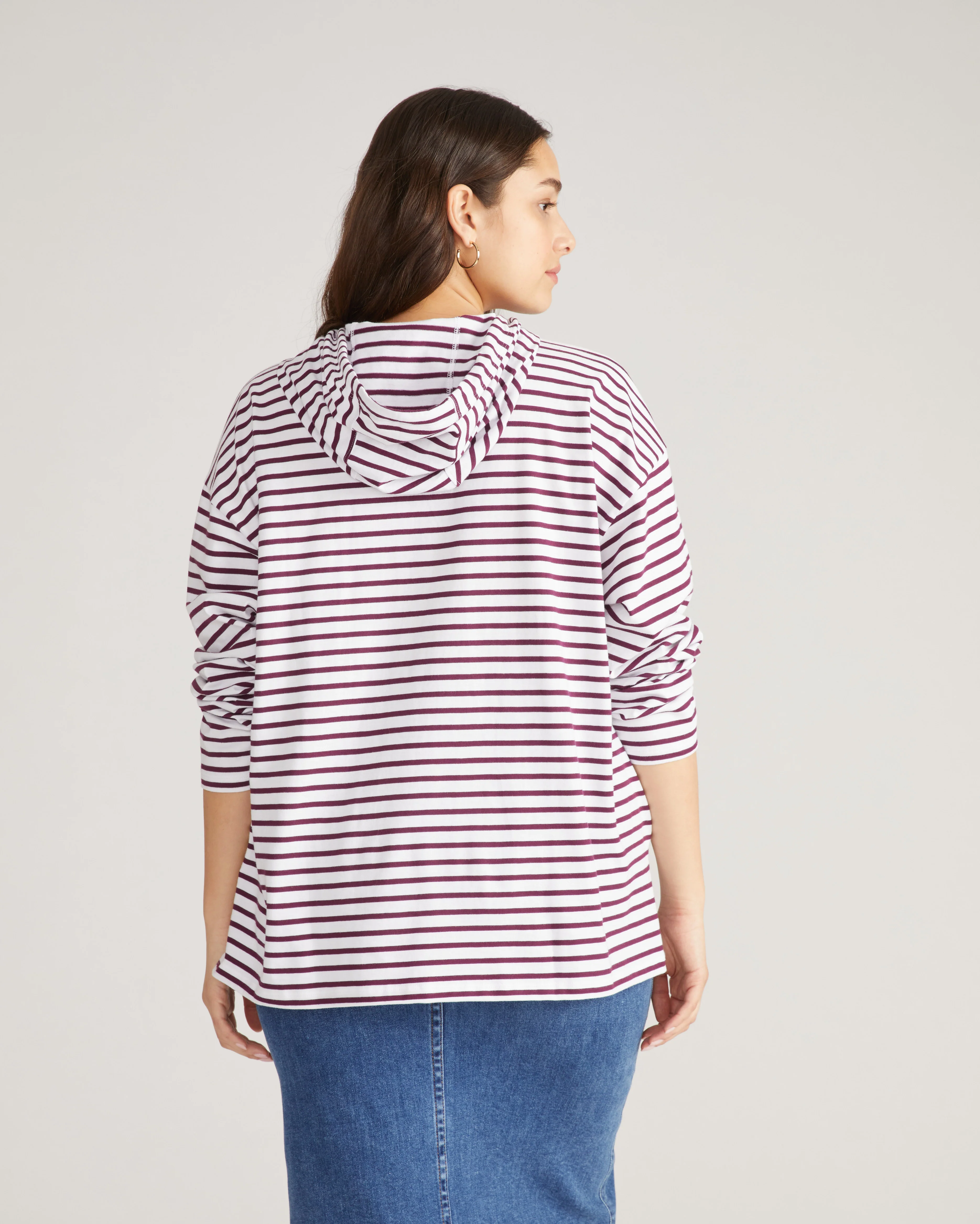 Baja Breton Stripe Hoodie - White/Gamay Stripe - Image 2