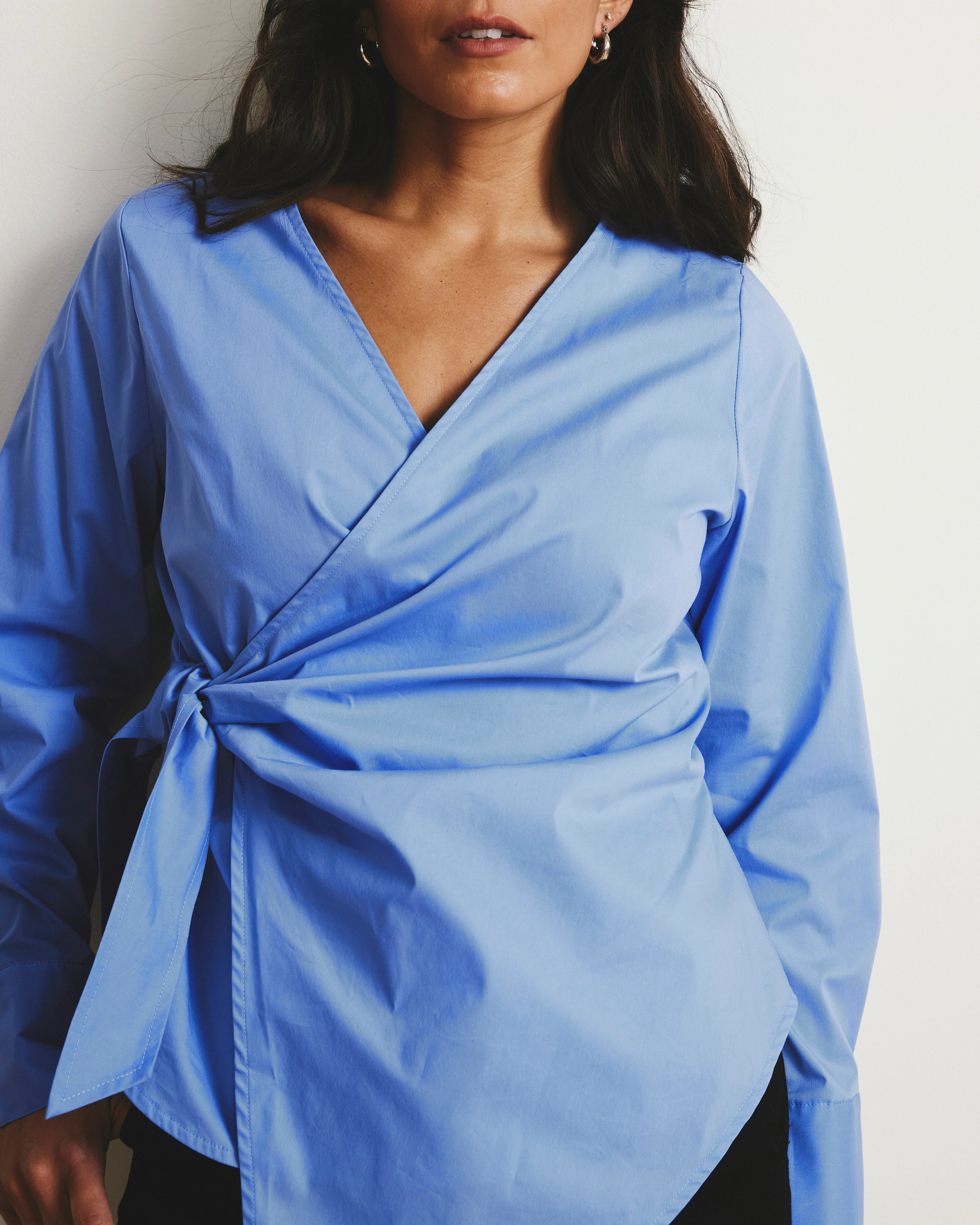 Beacon Stretch Poplin Wrap Shirt - Soft Blue - Image 7