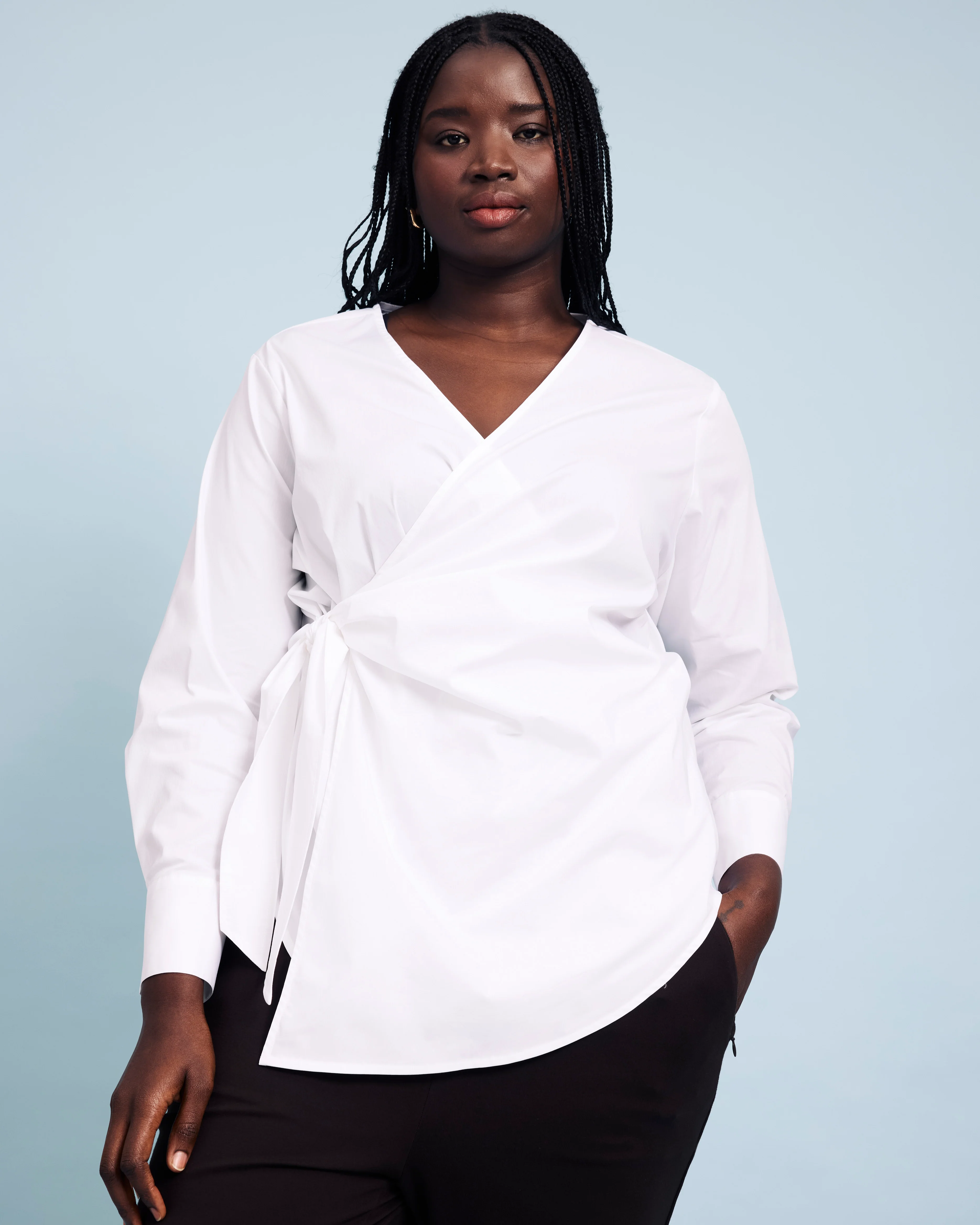Beacon Stretch Poplin Wrap Shirt - White - Image 3