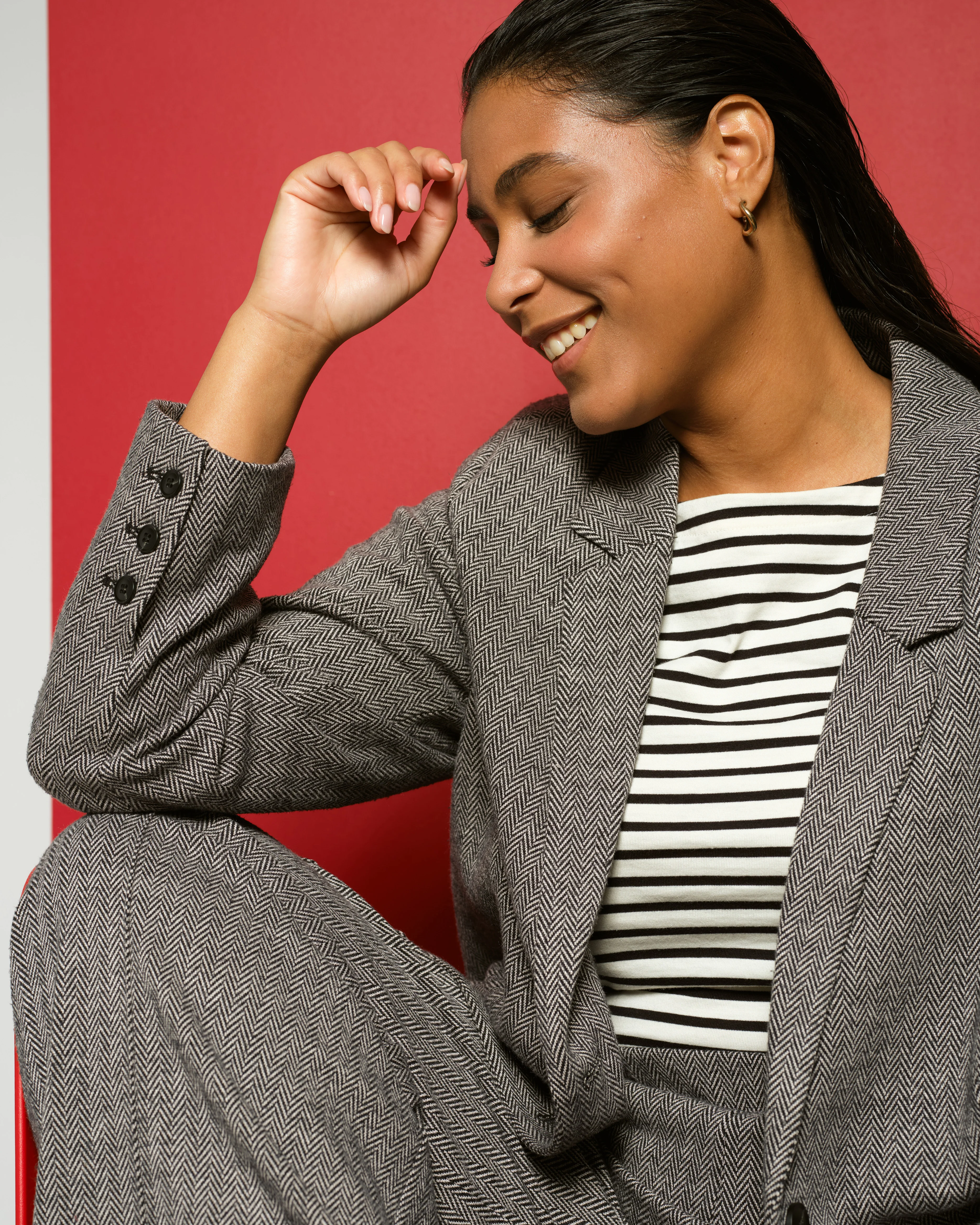 Beas Ponte Blazer - Herringbone Tweed - Image 2