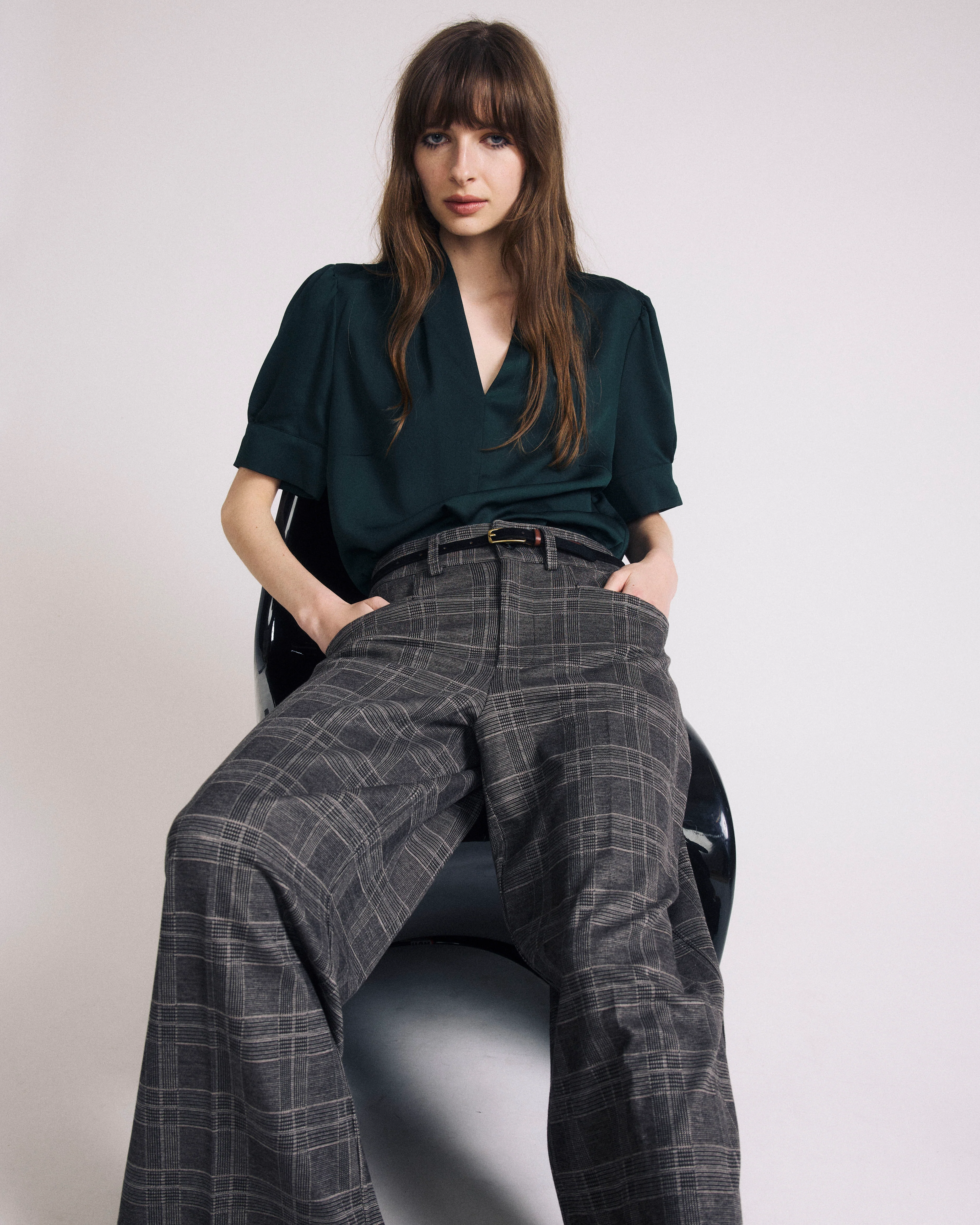 Beatrice Soft Satin Top - Forest Green - Image 2
