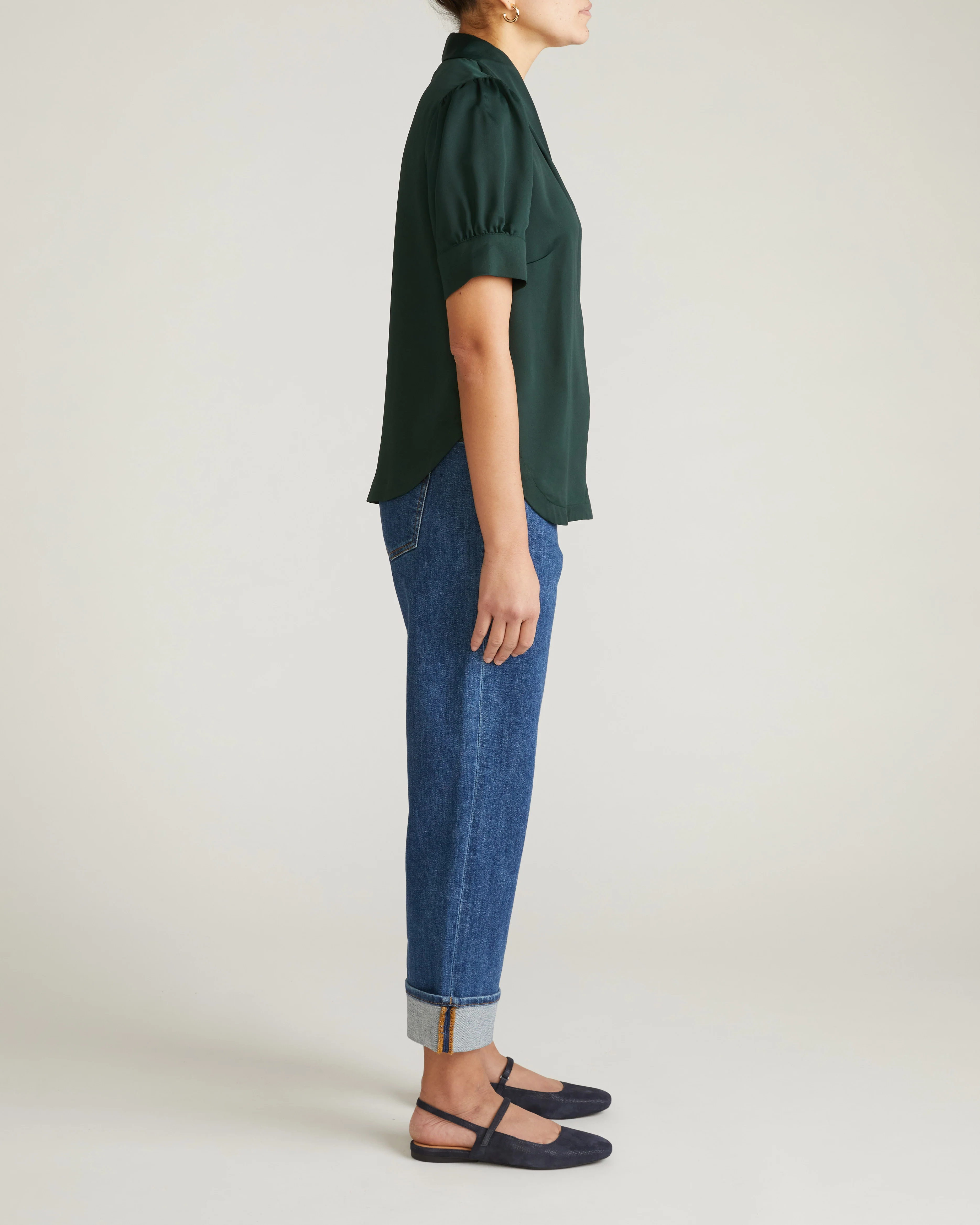 Beatrice Soft Satin Top - Forest Green - Image 5