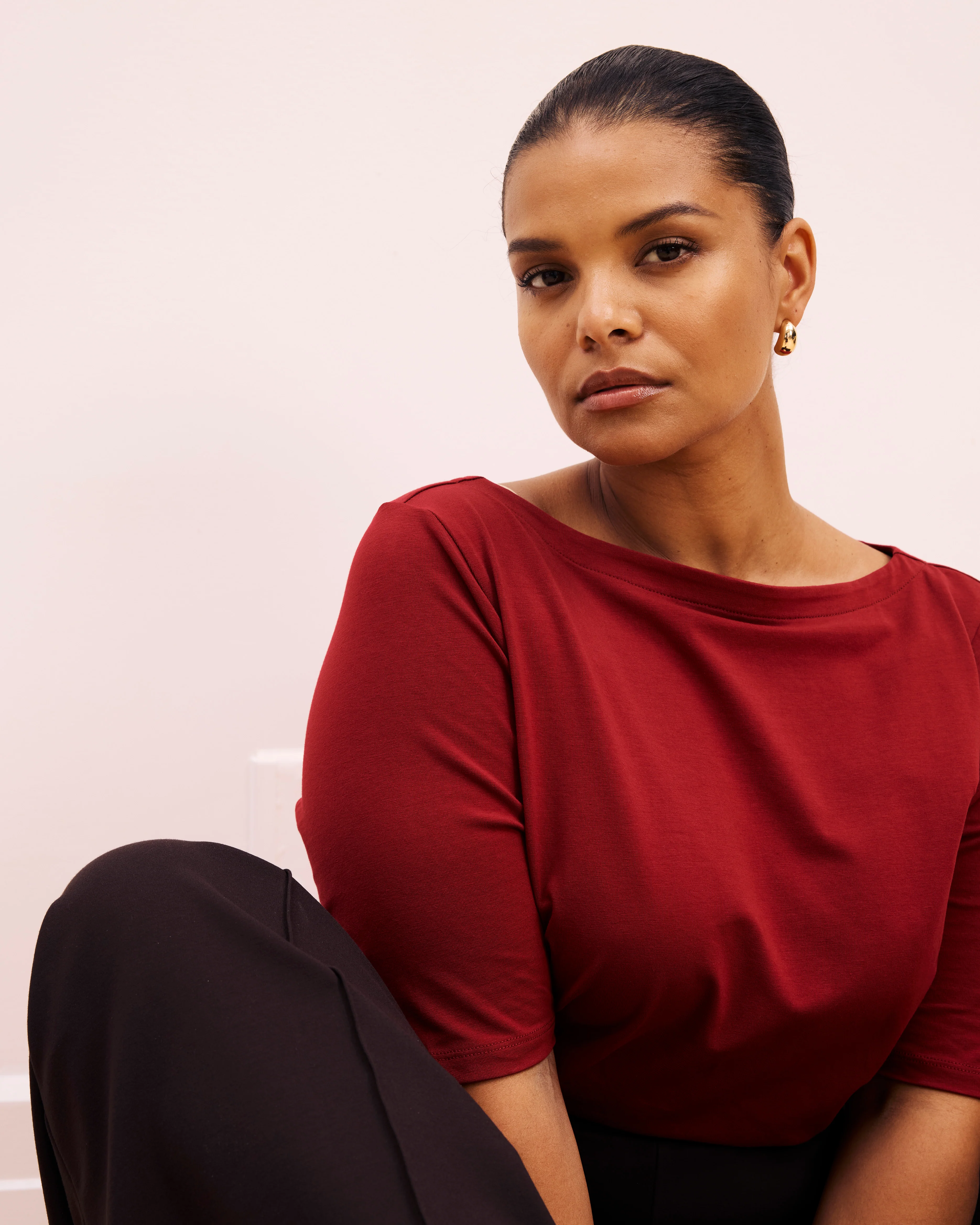 Bella Boatneck Tee - Garnet - Image 3