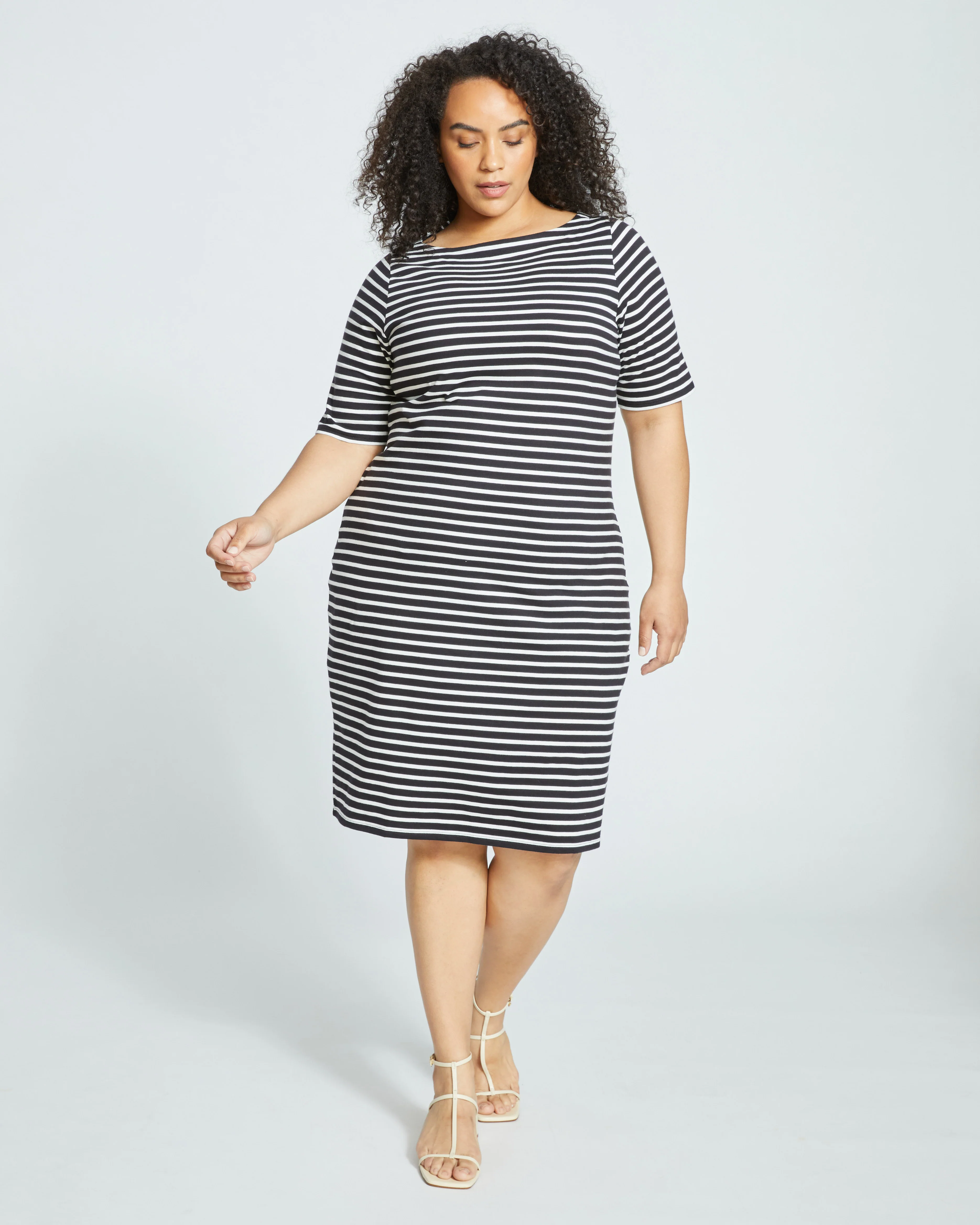 Belle Breton Stripe Jersey Dress - Black/White Stripe - Image 5