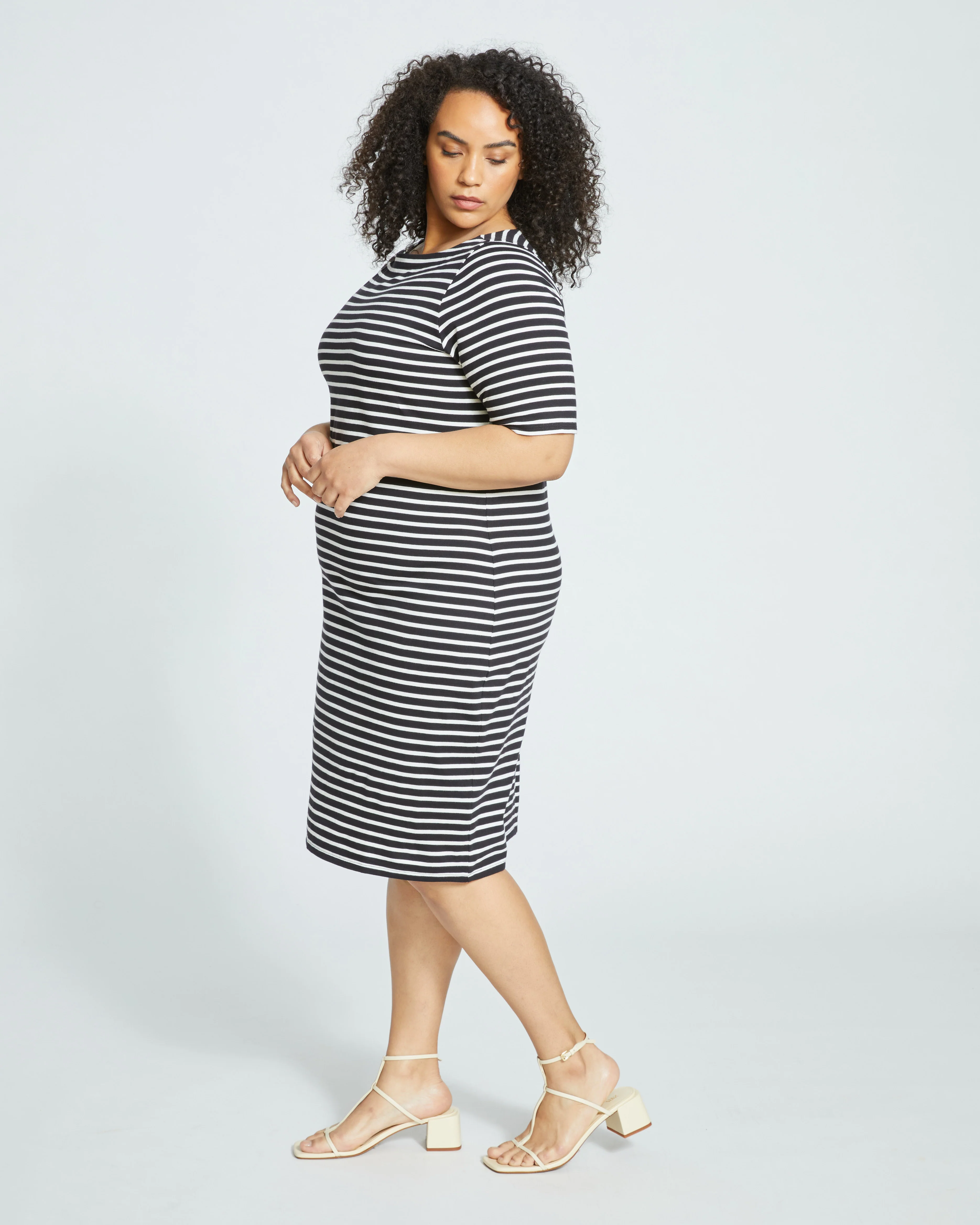 Belle Breton Stripe Jersey Dress - Black/White Stripe - Image 6