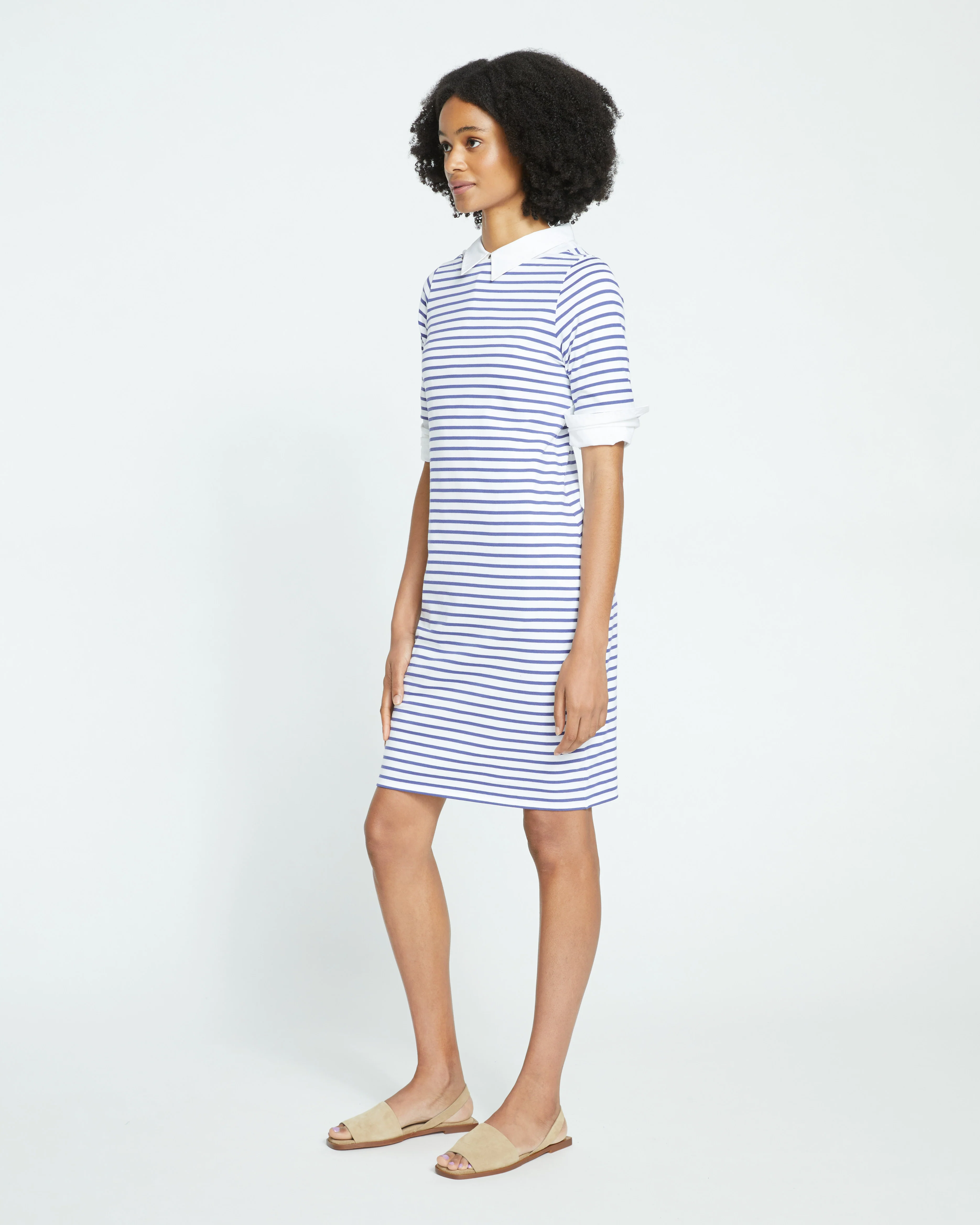 Belle Breton Stripe Jersey Dress - White/Classic Navy Stripe - Image 4
