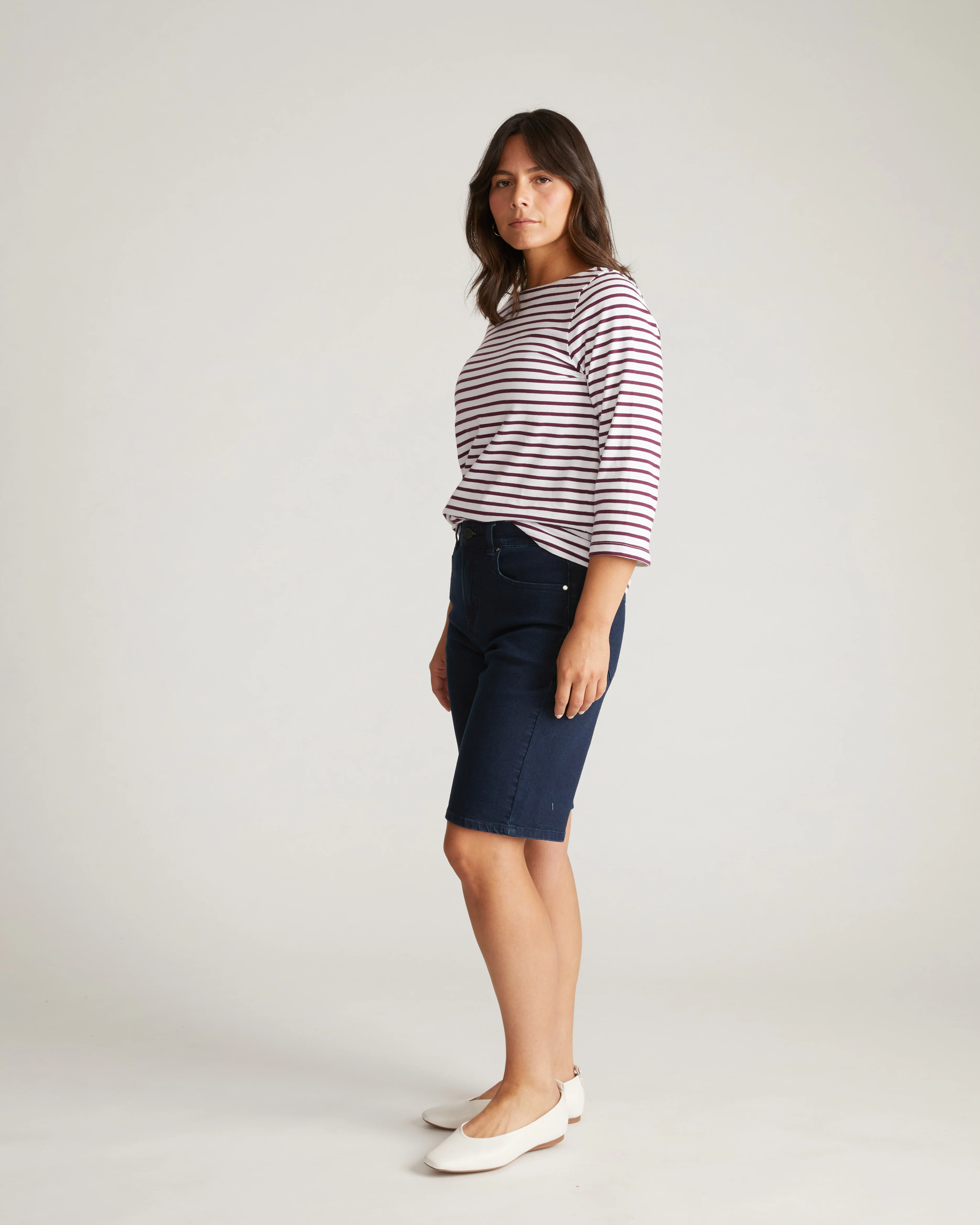 Belle Breton Stripe Jersey Tee - White/Gamay Stripe - Image 2