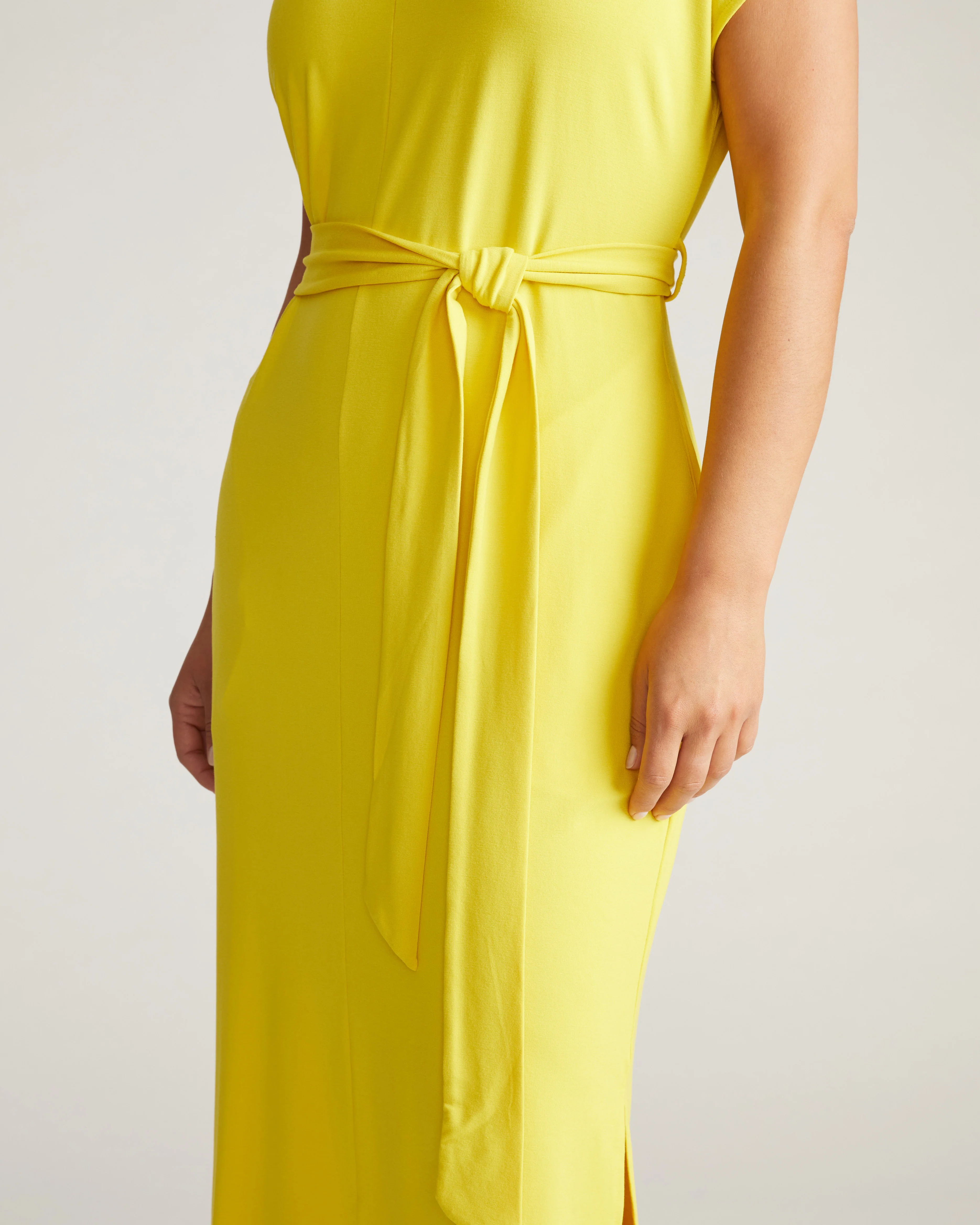 Belted Divine Jersey Dress - Yellow - Image 2