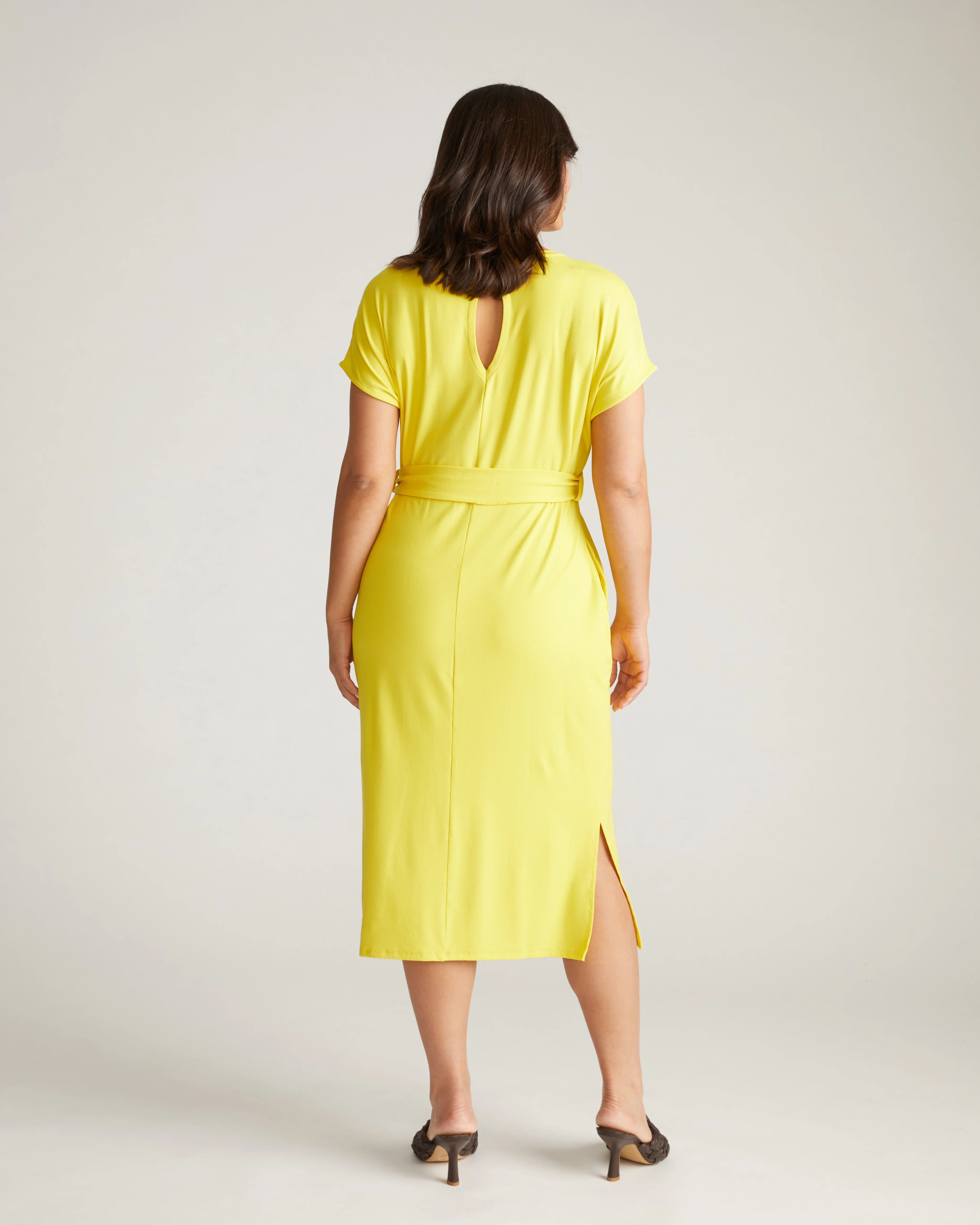 Belted Divine Jersey Dress - Yellow - Image 3
