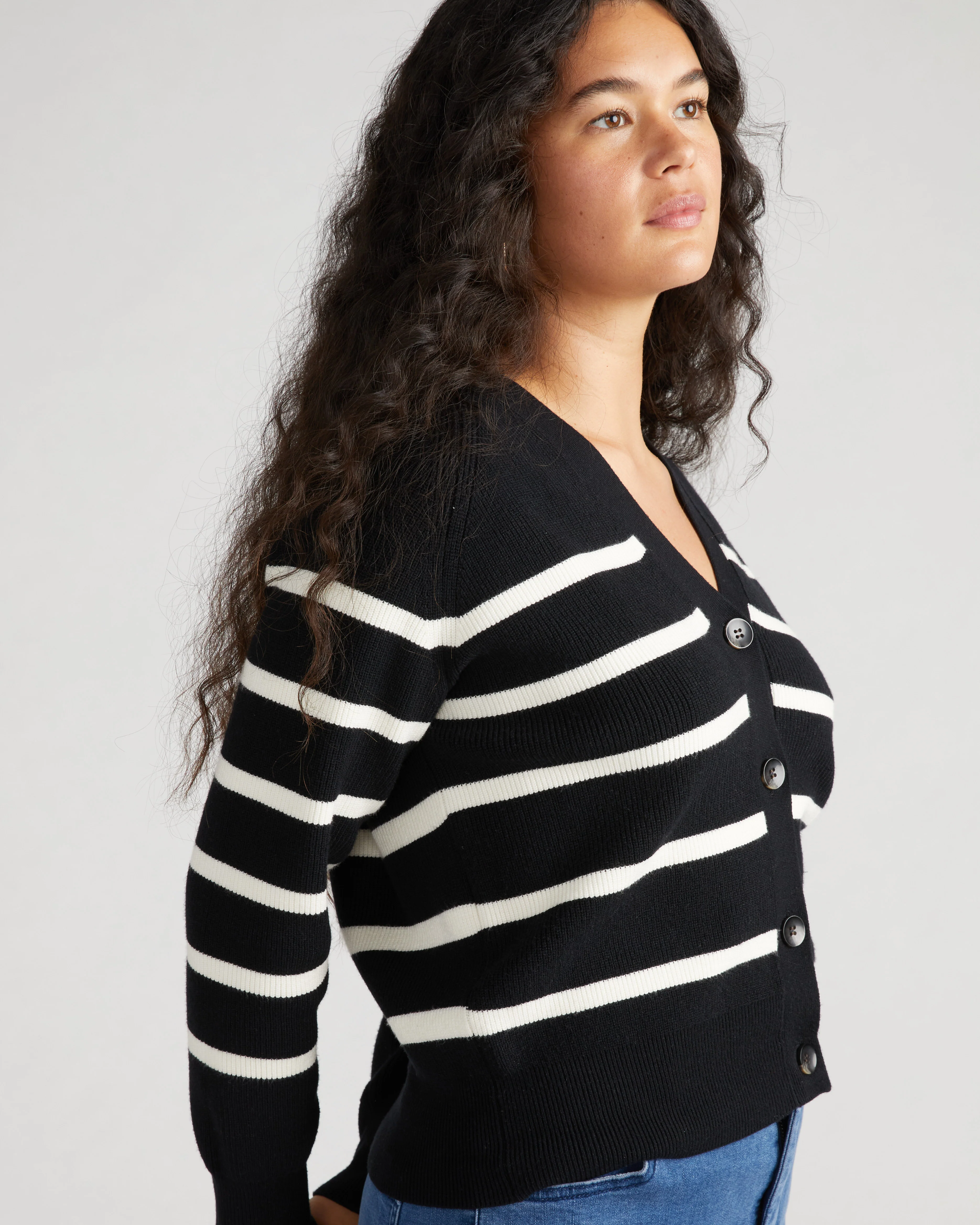 Better-Than-Wool Cardigan - Black/Cream Stripe - Image 5