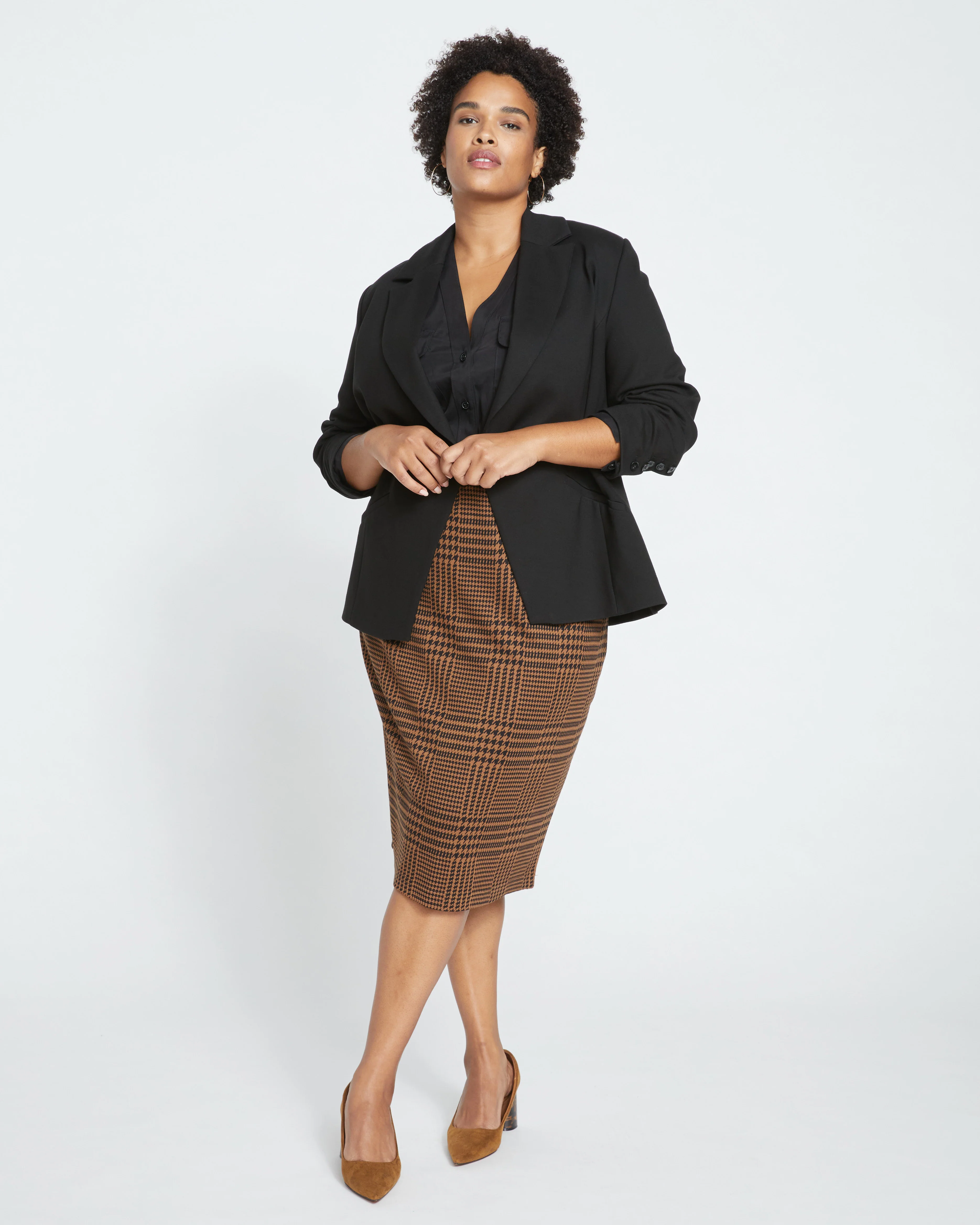 Bianca Double Breasted Ponte Blazer - Black - Image 3