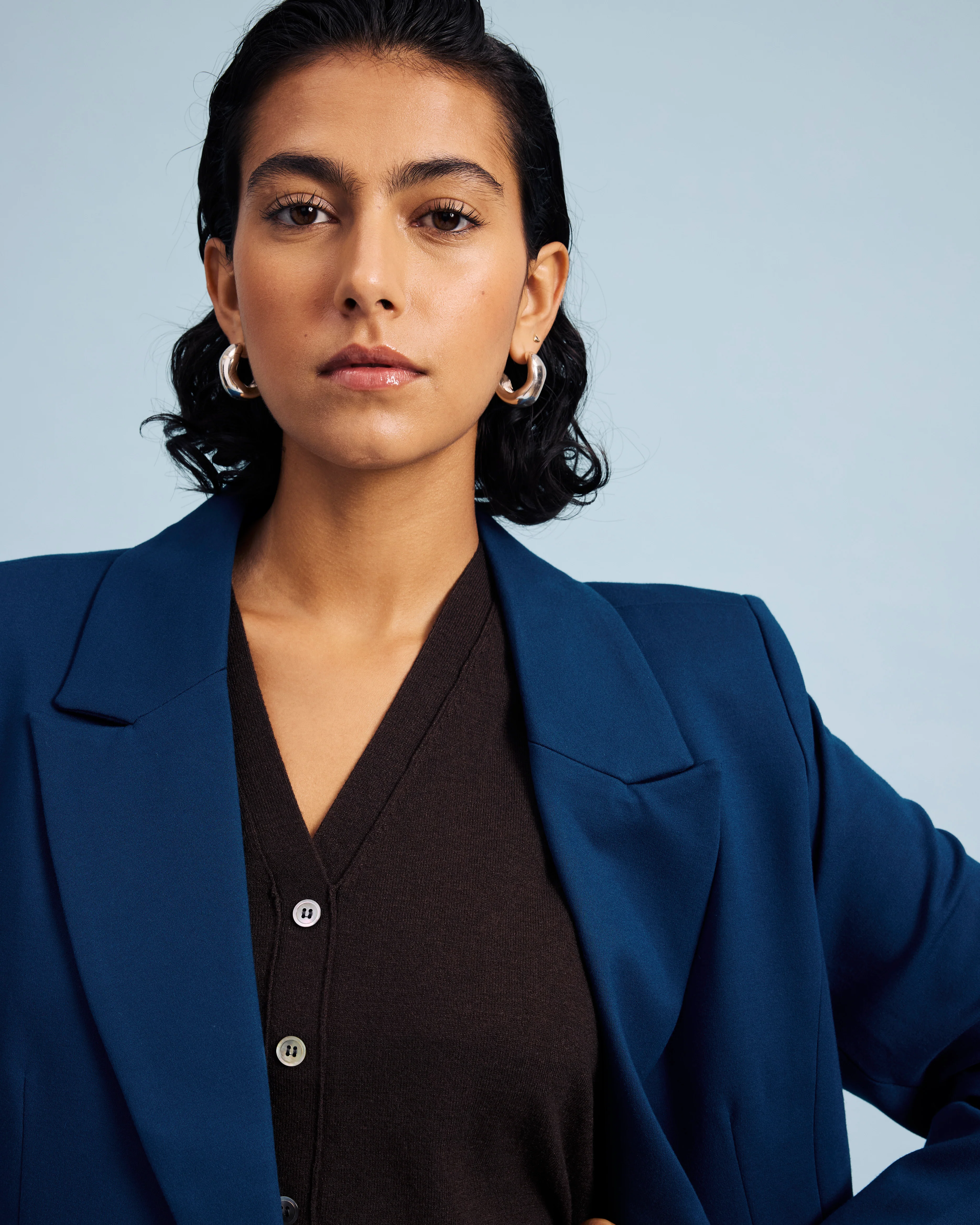Bianca Double Breasted Ponte Blazer - Deep Teal - Image 3