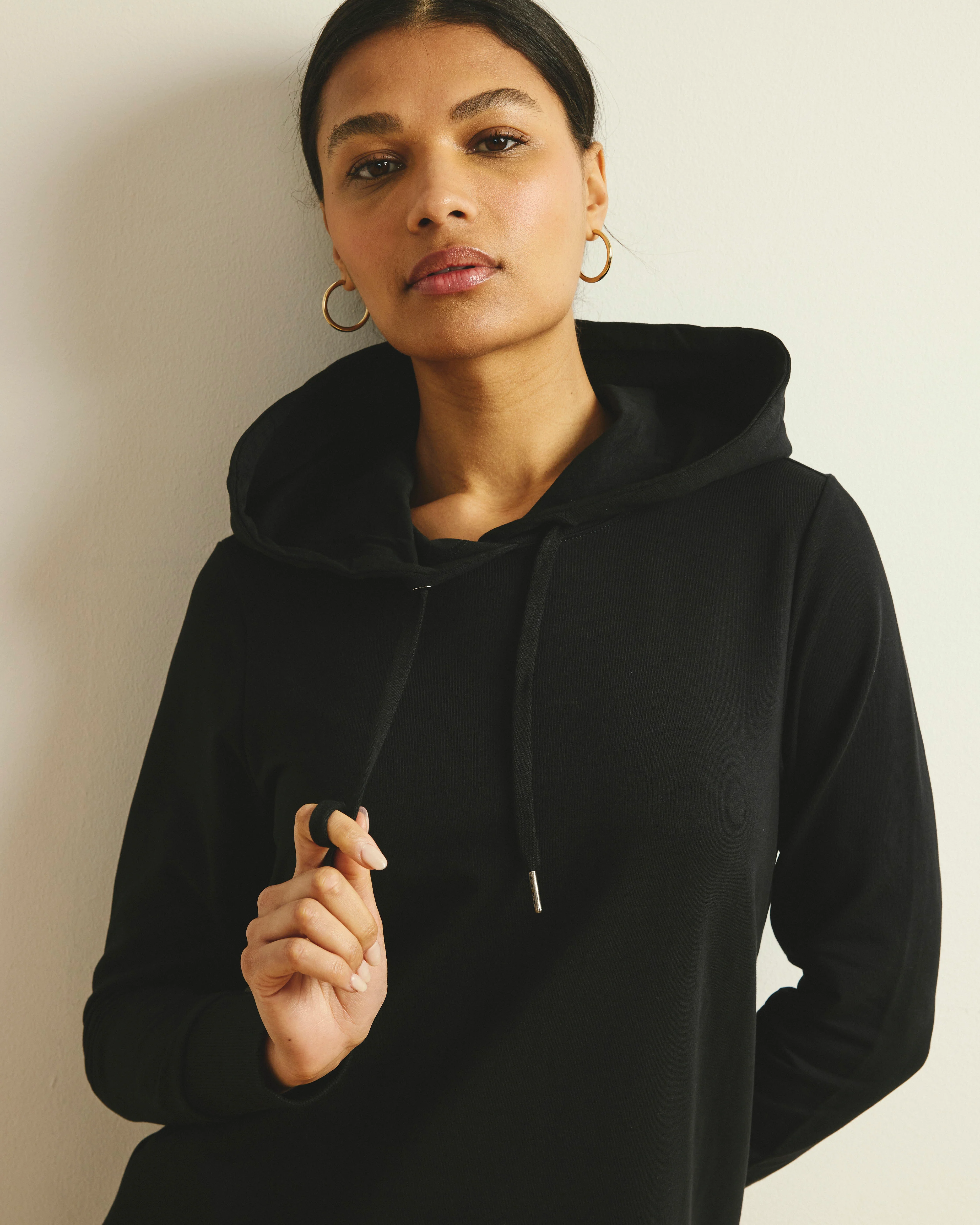 Bree Hooded Sweatshirt Dress - Black - Image 2