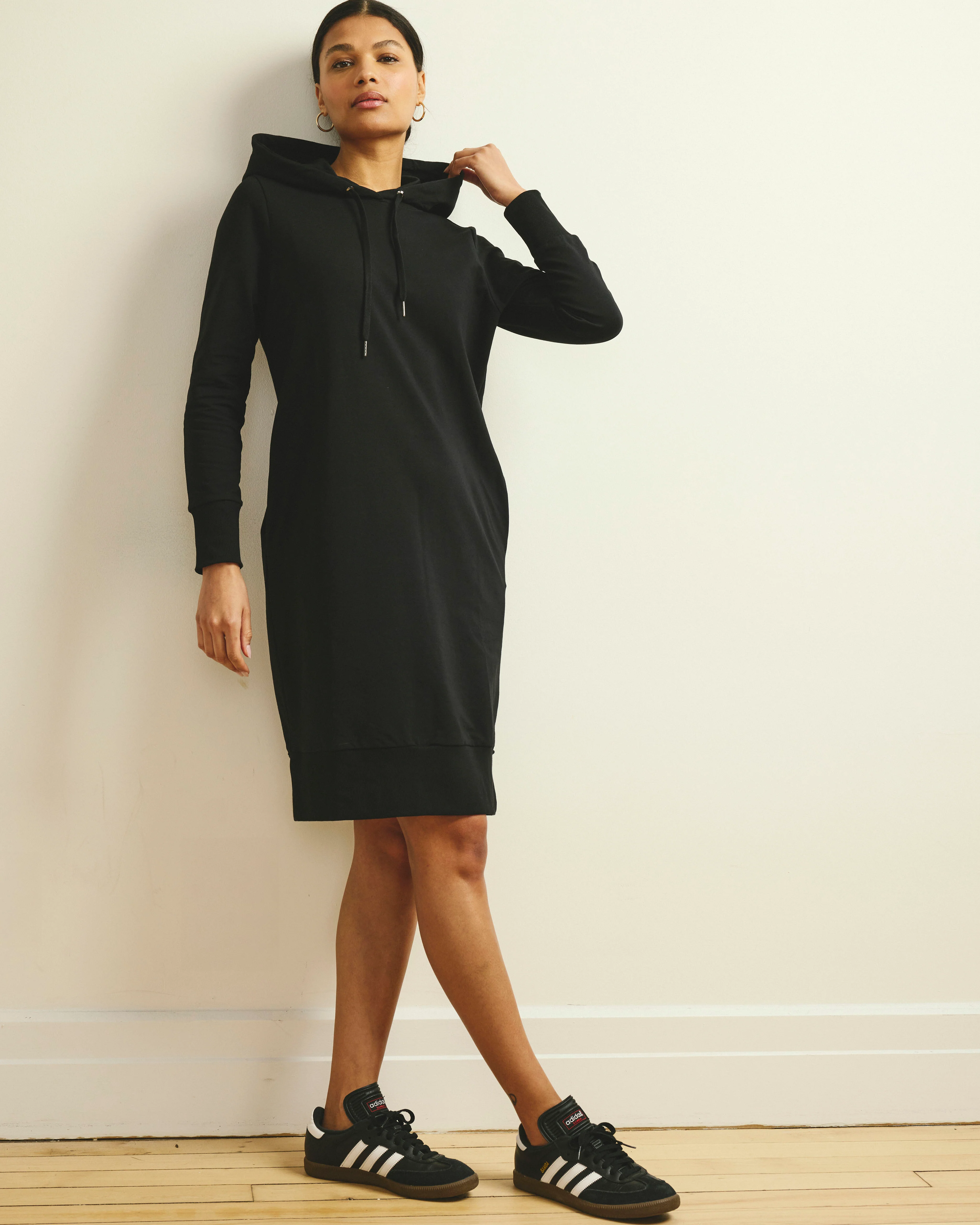 Bree Hooded Sweatshirt Dress - Black - Image 5