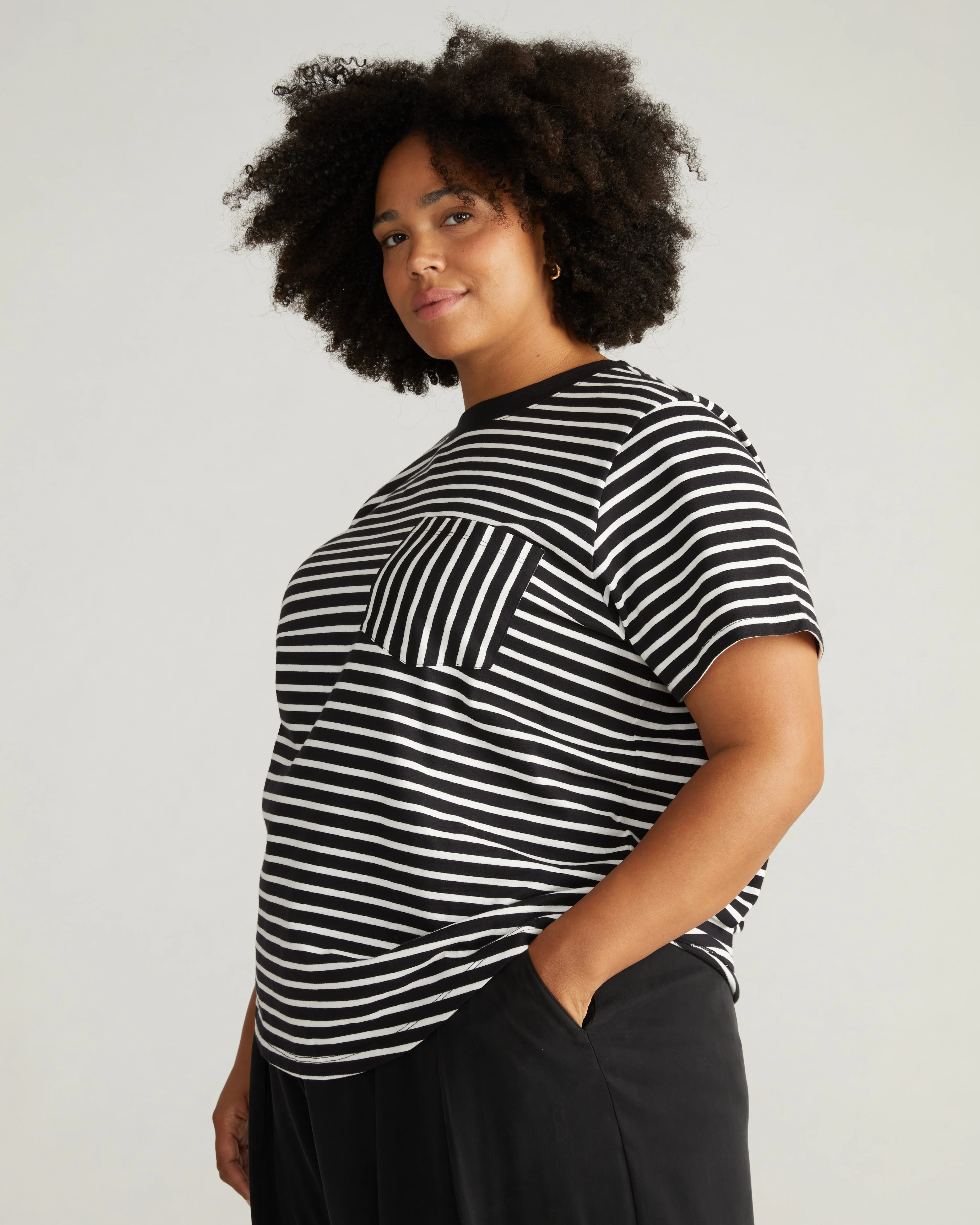 Breton Stripe Garcon Tee - Black/White Stripe - Image 5